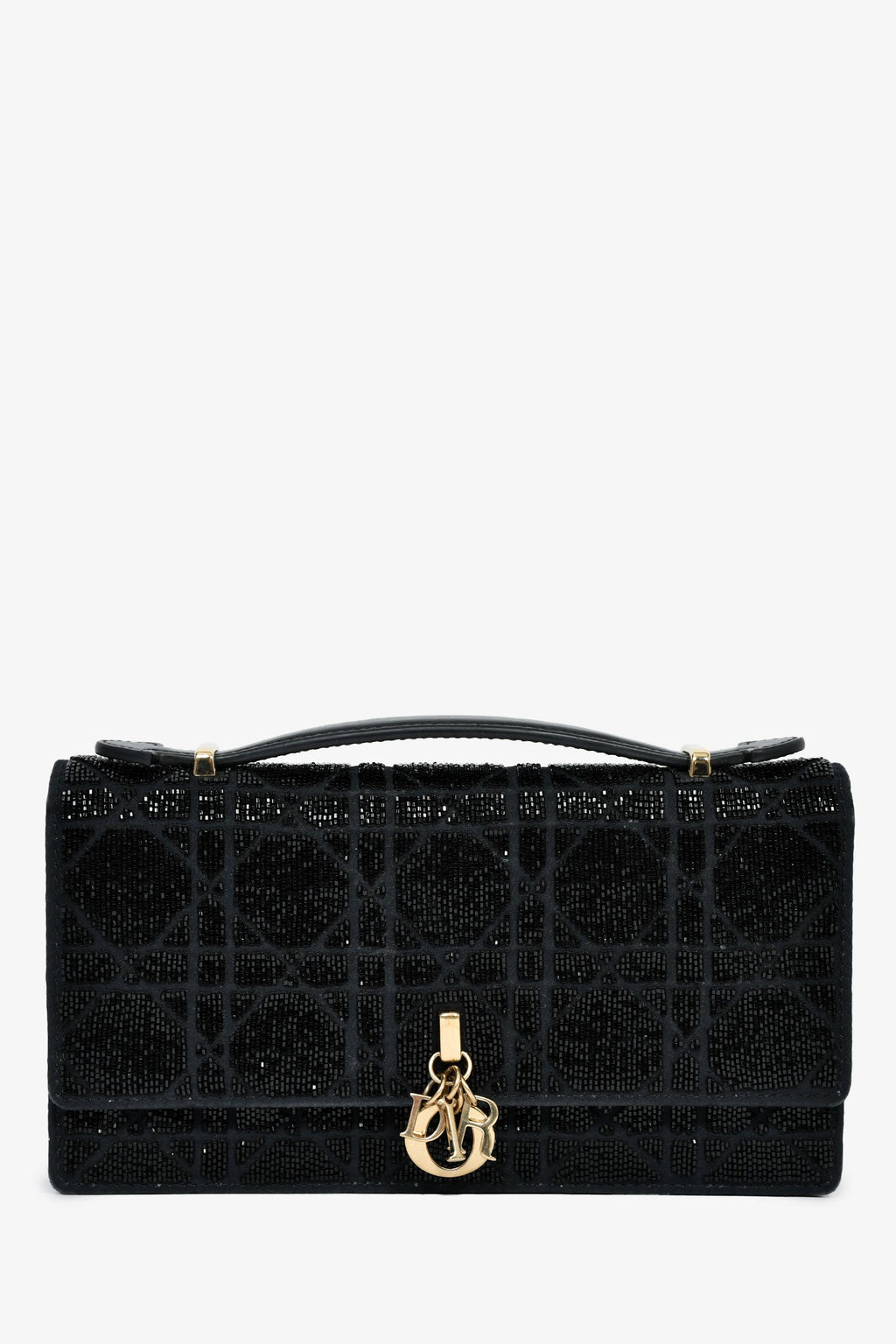 Christian Dior 2023 Black Bead Embellished My Dior Mini Bag With Chain