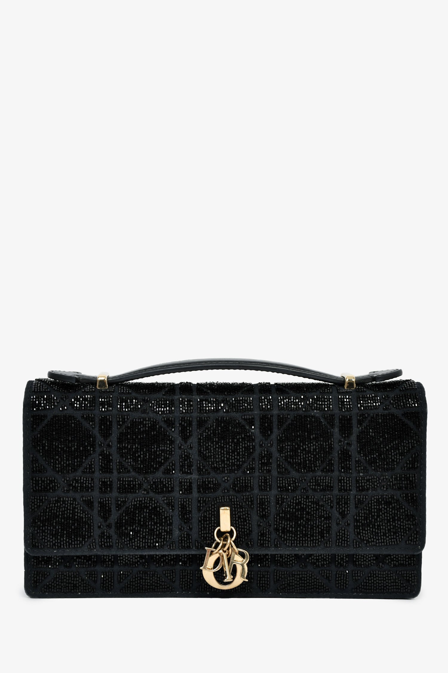Christian Dior 2023 Black Bead Embellished My Dior Mini Bag With Chain