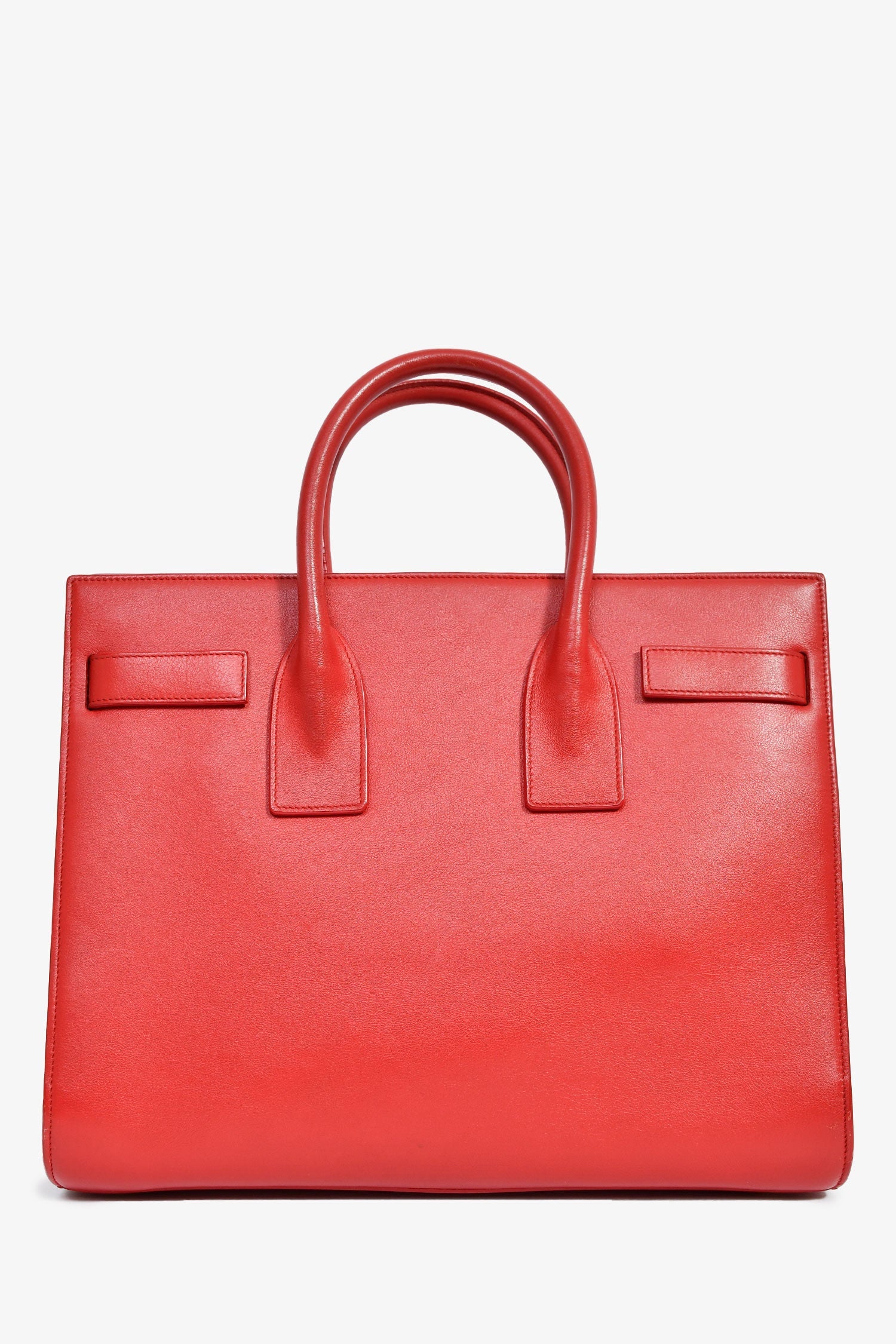 Saint Laurent Red Leather Small Sac De Jour with Strap