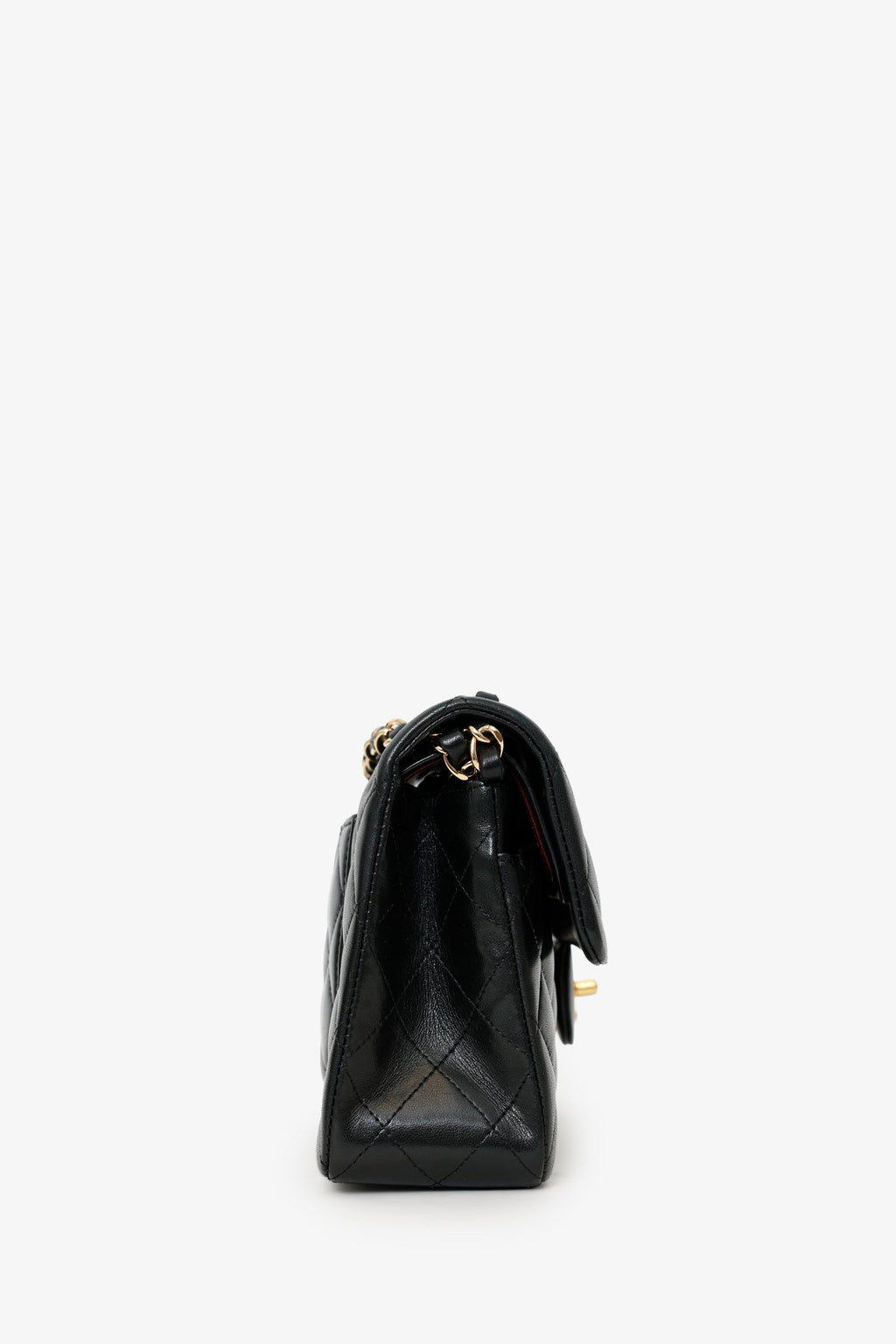 Pre-Loved Chanel™ Black Lambskin Leather Small Classic Double Flap GHW