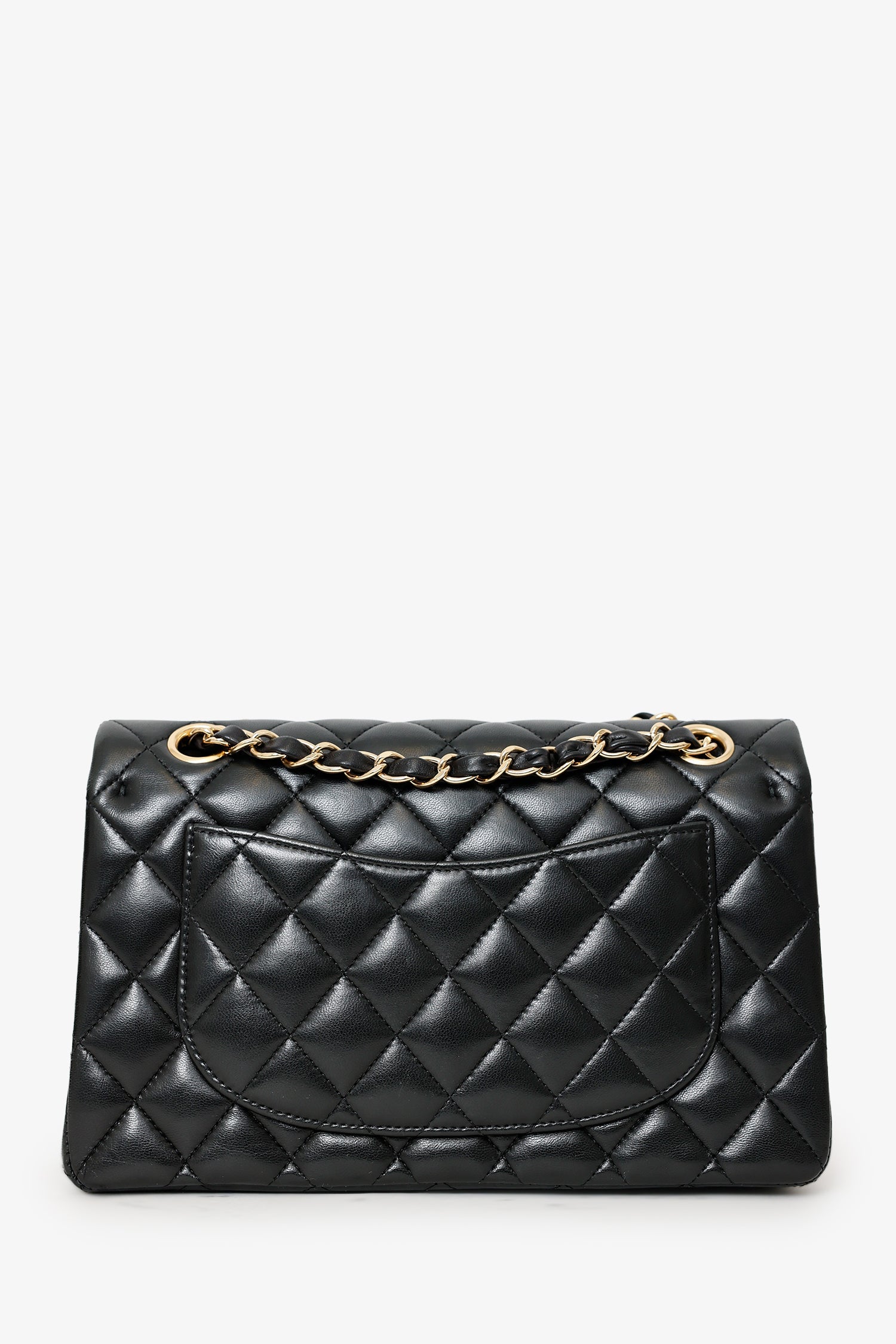 Pre-Loved Chanel™ Black Lambskin Leather Small Classic Double Flap GHW