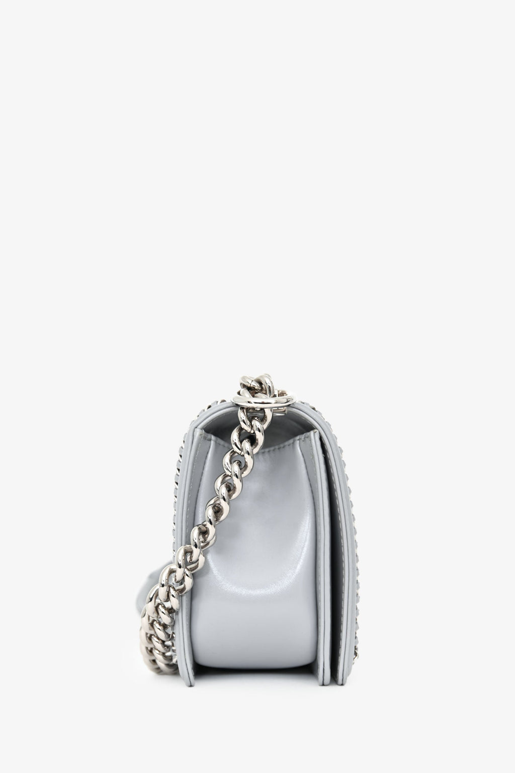 Pre-Loved Chanel™ 2019-2020 Grey Leather Quilted Medium Boy Bag SHW