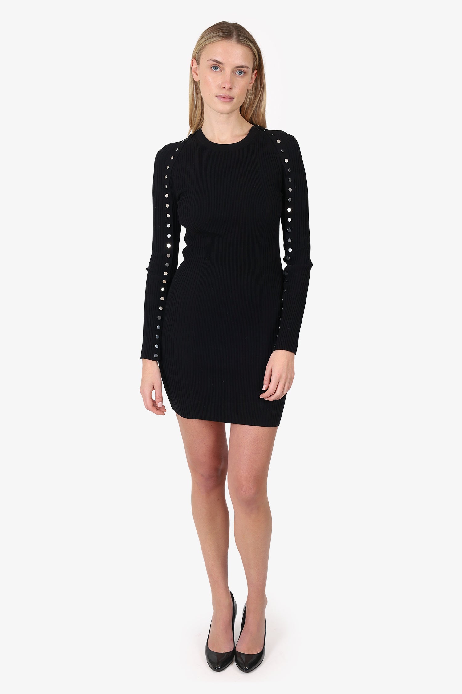 Alexander Wang Black Knit Ribbed Short Dress Size S