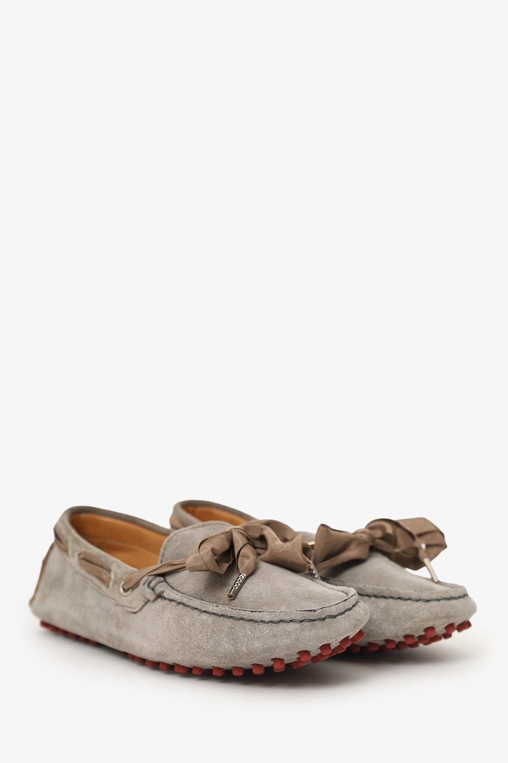 Brunello Cucinelli Brown Suede Ribbon Detail Drivers Estimated Size 37