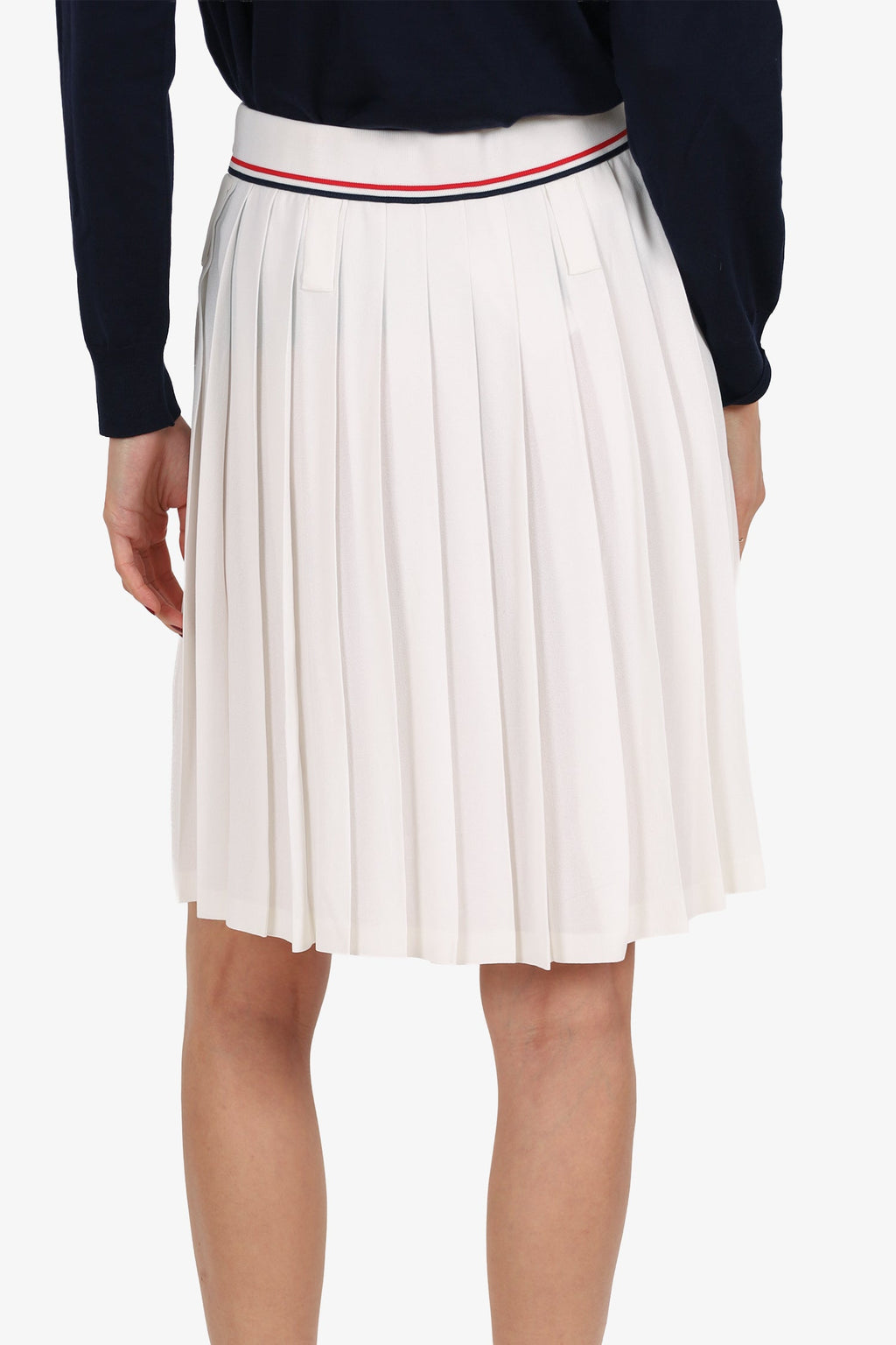 Miu Miu White Pleated 'Miu Miu' Knit Waistband Skirt Size 38