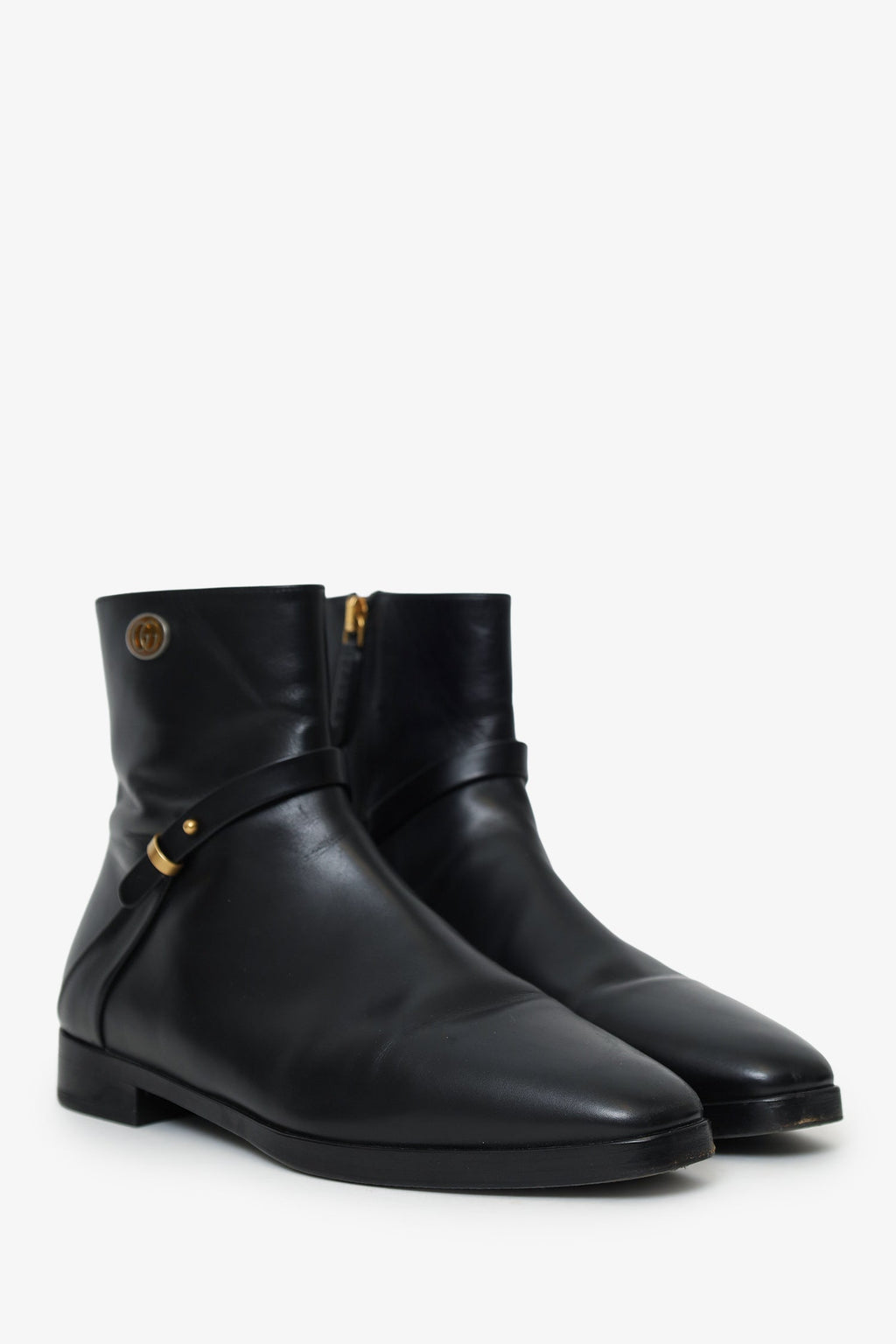 Gucci Black Leather Double G Boots Size 37.5