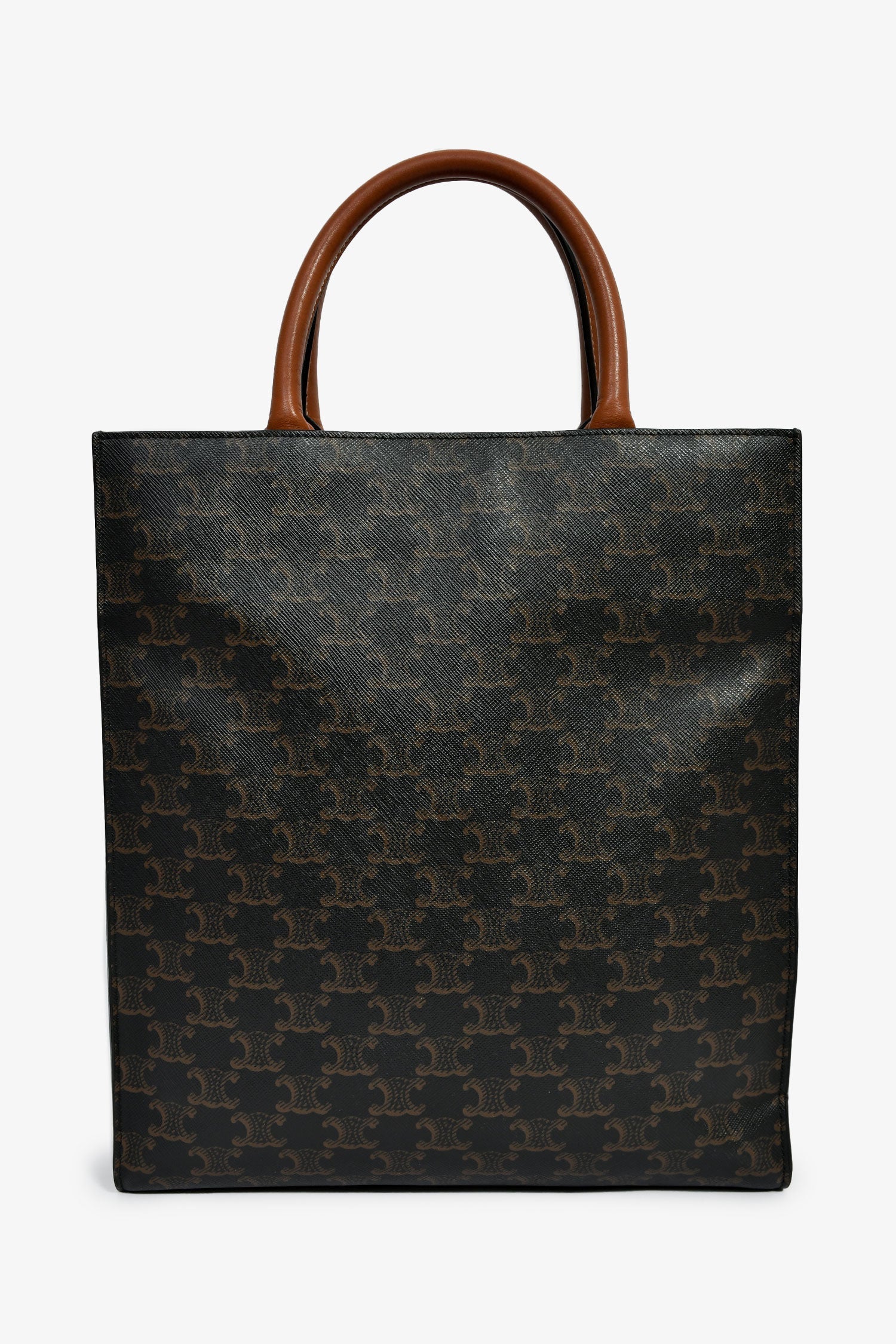 Celine 2019 Black/Brown Coated Canvas Small Triomphe Vertical Cabas Tote