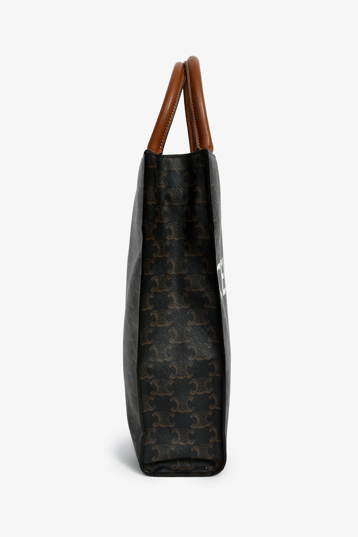 Celine 2019 Black/Brown Coated Canvas Small Triomphe Vertical Cabas Tote