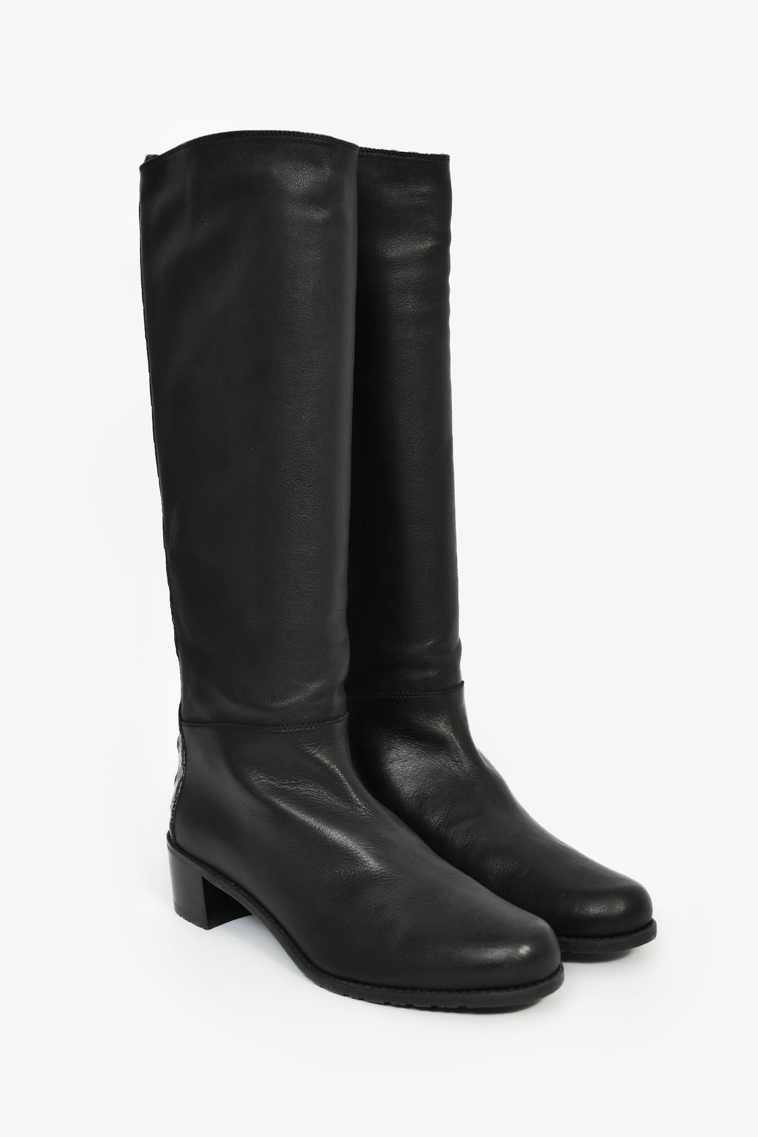 Stuart Weitzman Black Leather High Boots Size 9