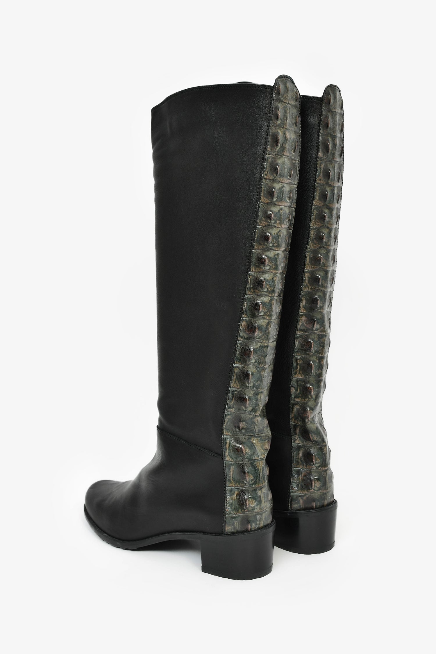 Stuart Weitzman Black Leather High Boots Size 9