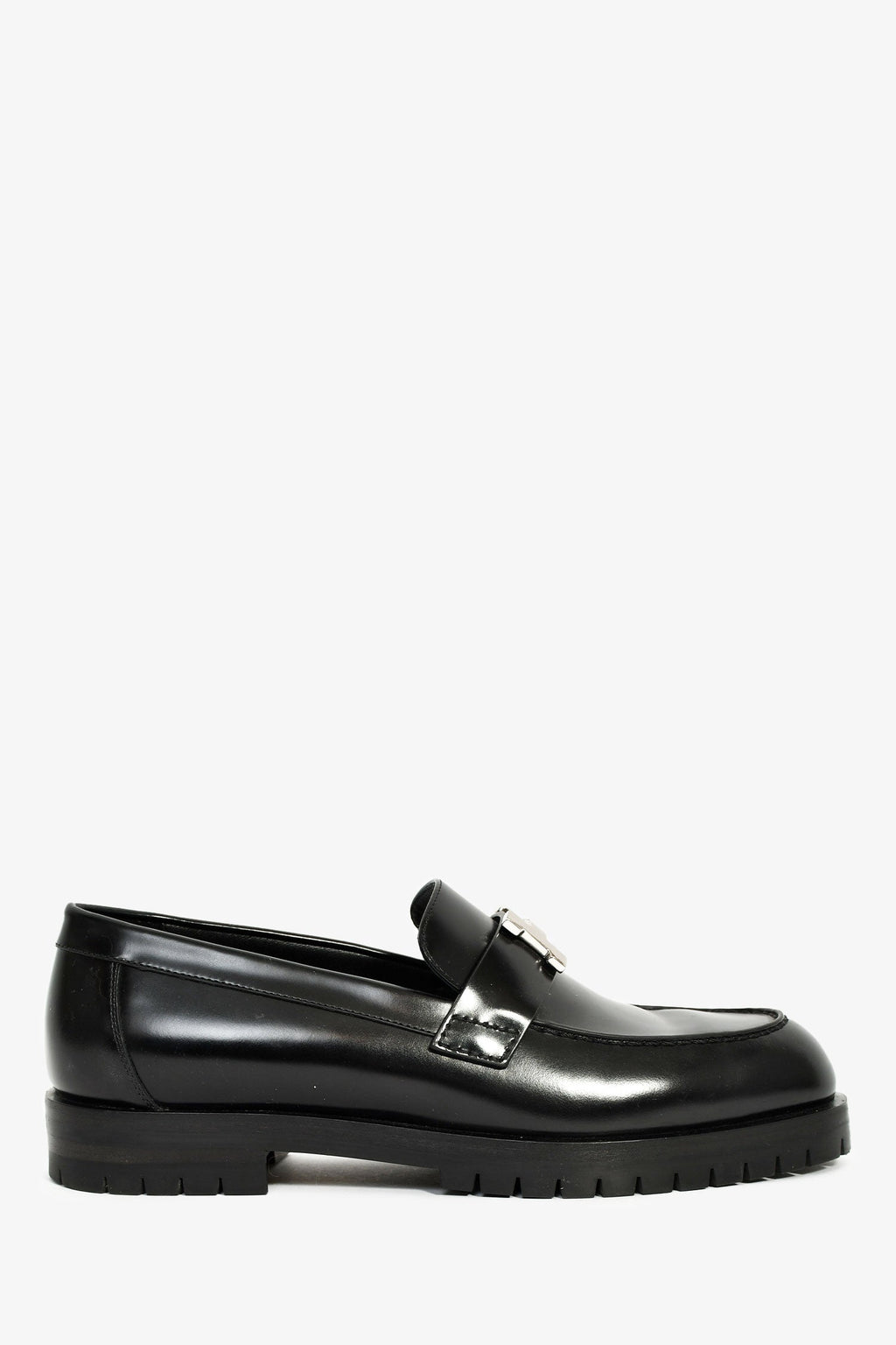 Hermès Black Leather Faubourg H Loafers Size 36