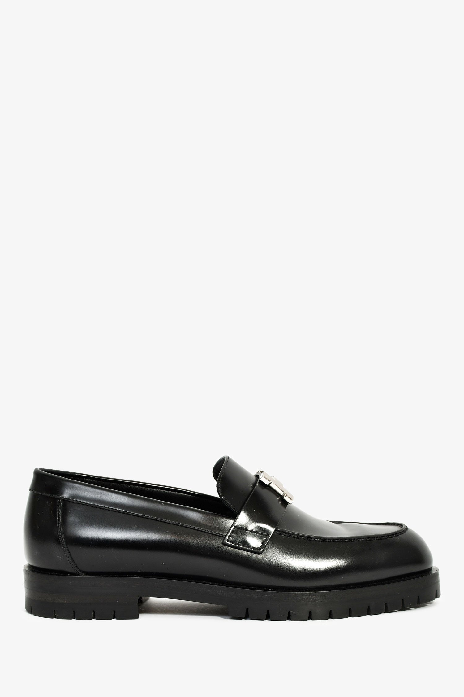 Hermès Black Leather Faubourg H Loafers Size 36