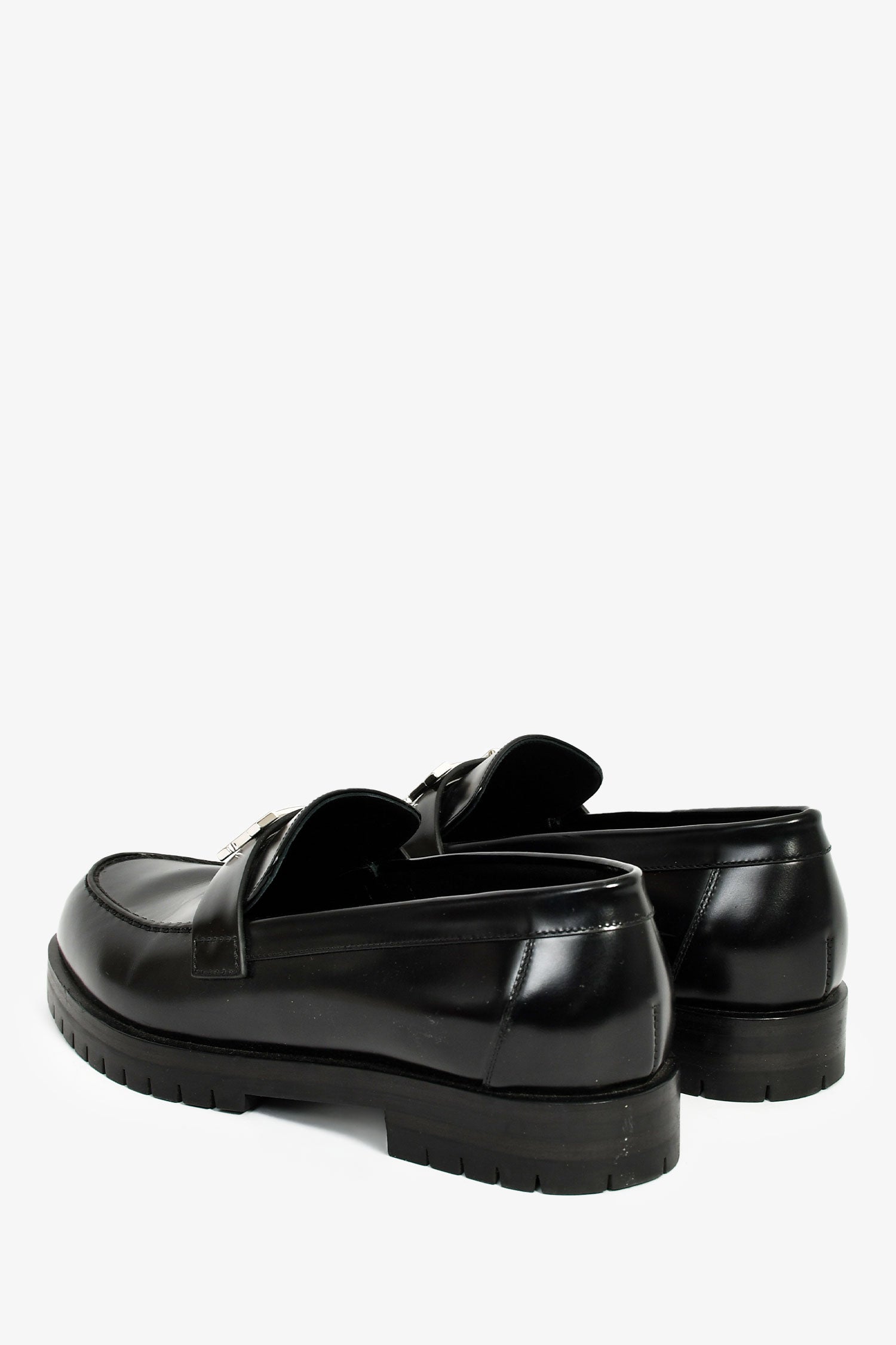Hermès Black Leather Faubourg H Loafers Size 36