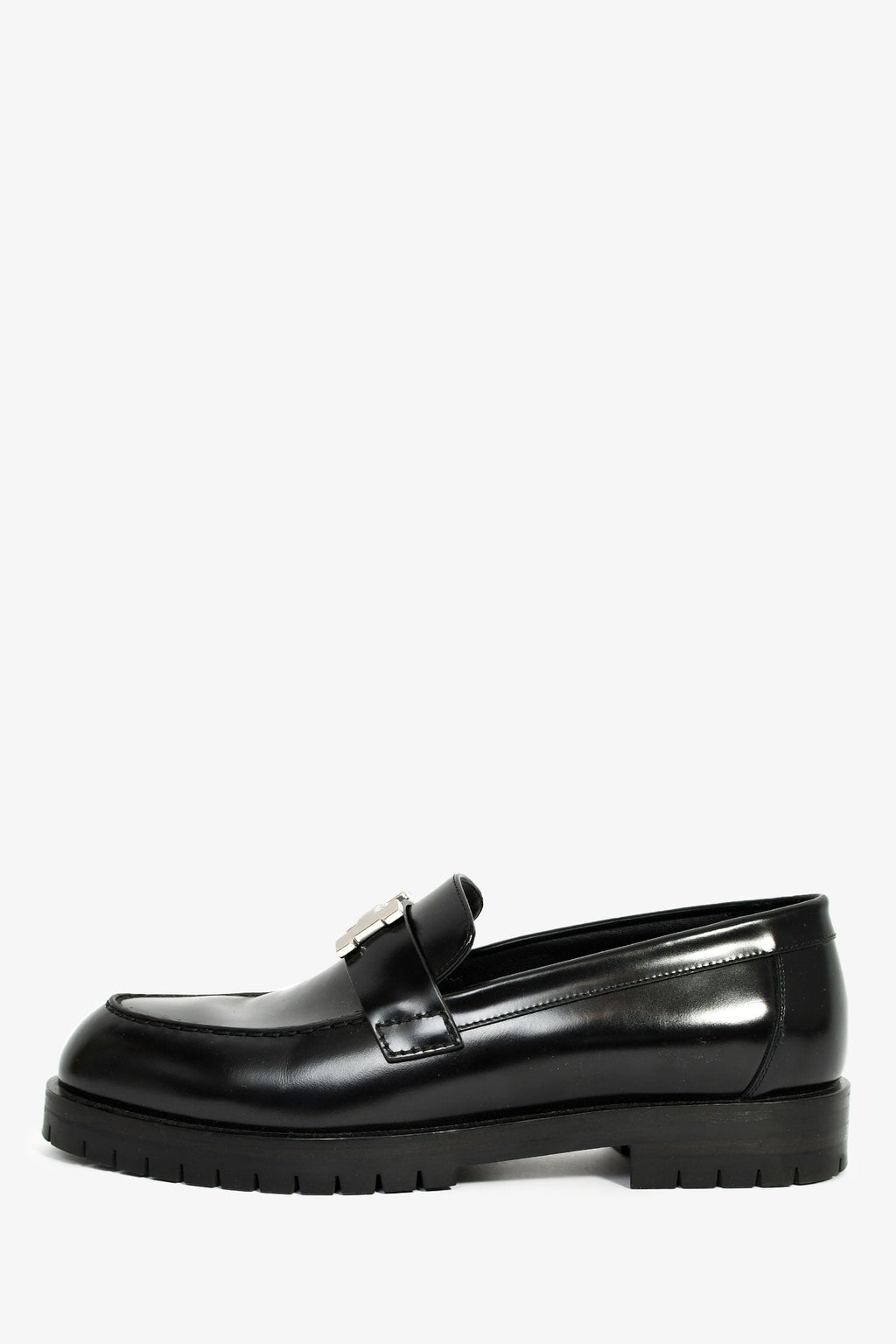 Hermès Black Leather Faubourg H Loafers Size 36