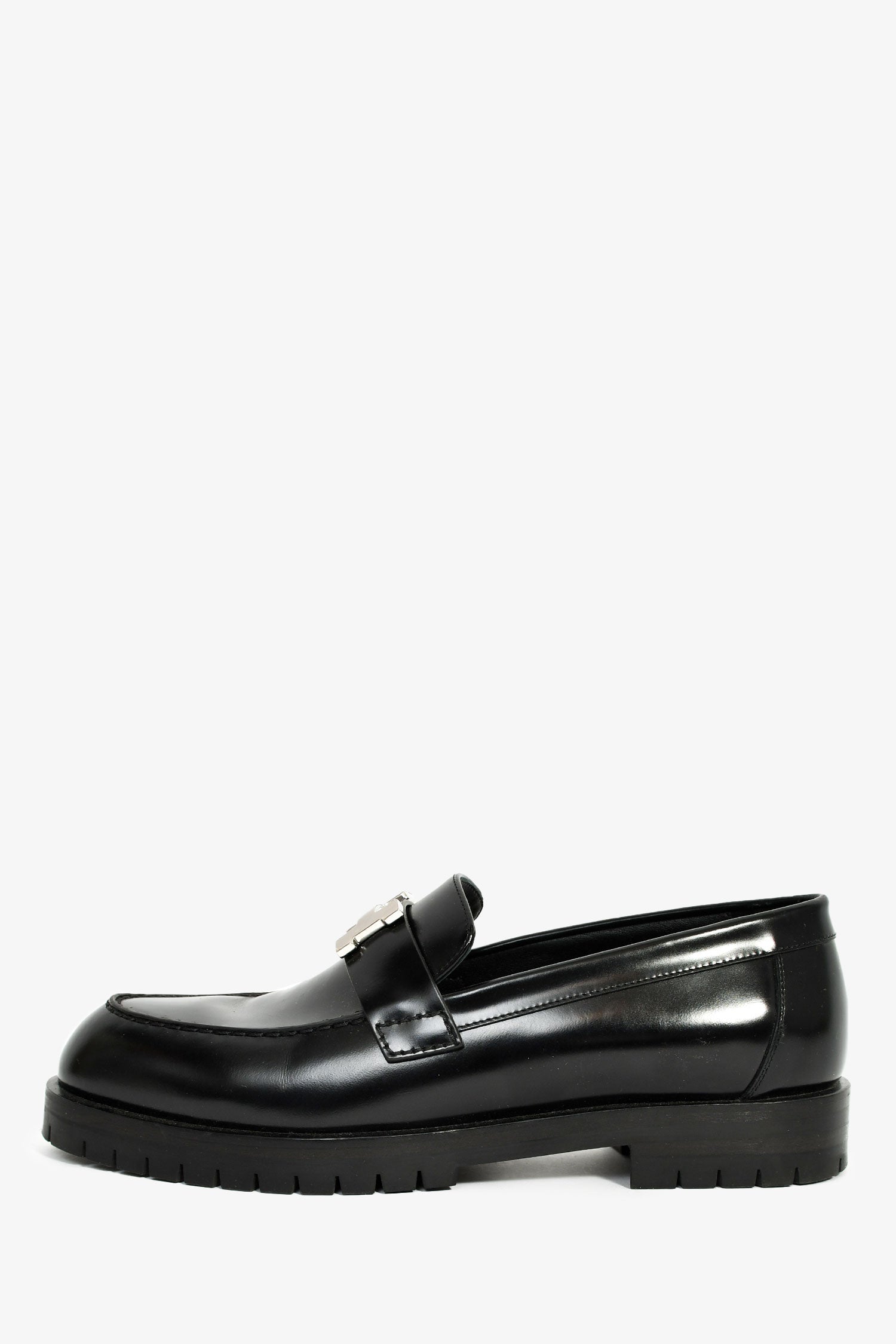 Hermès Black Leather Faubourg H Loafers Size 36