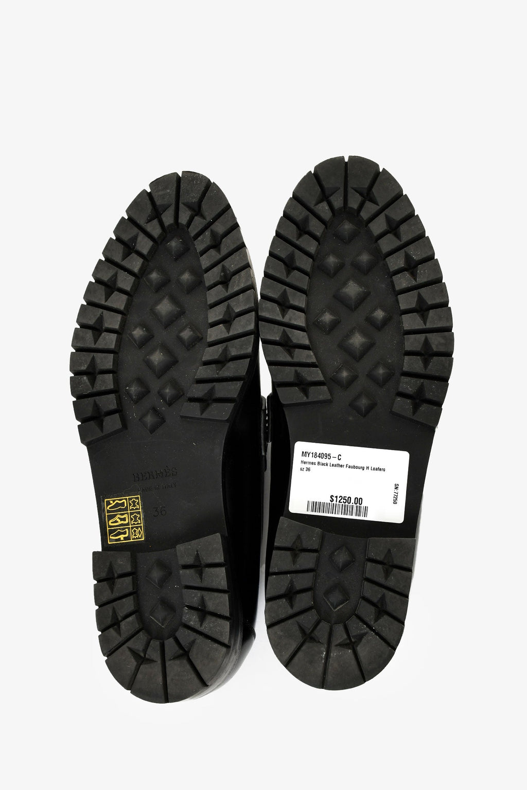 Hermès Black Leather Faubourg H Loafers Size 36