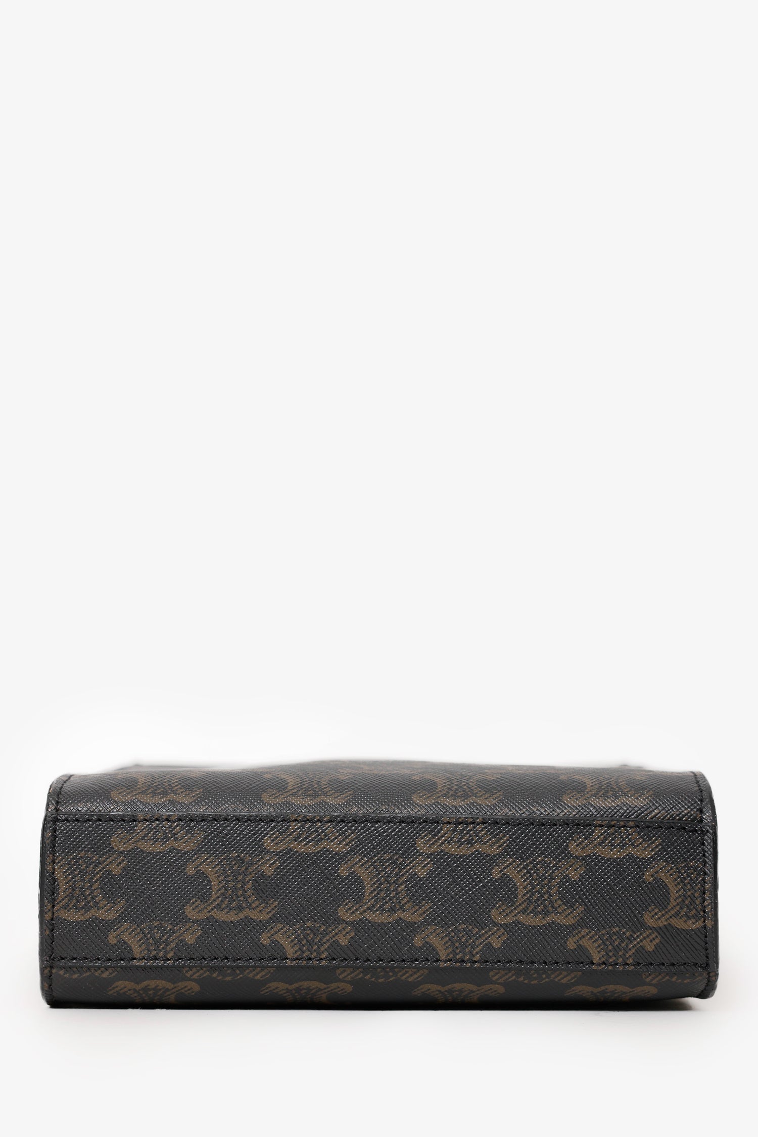 Celine 2021 Brown Canvas/Leather Mini Triomphe Vertical Cabas Tote With Strap