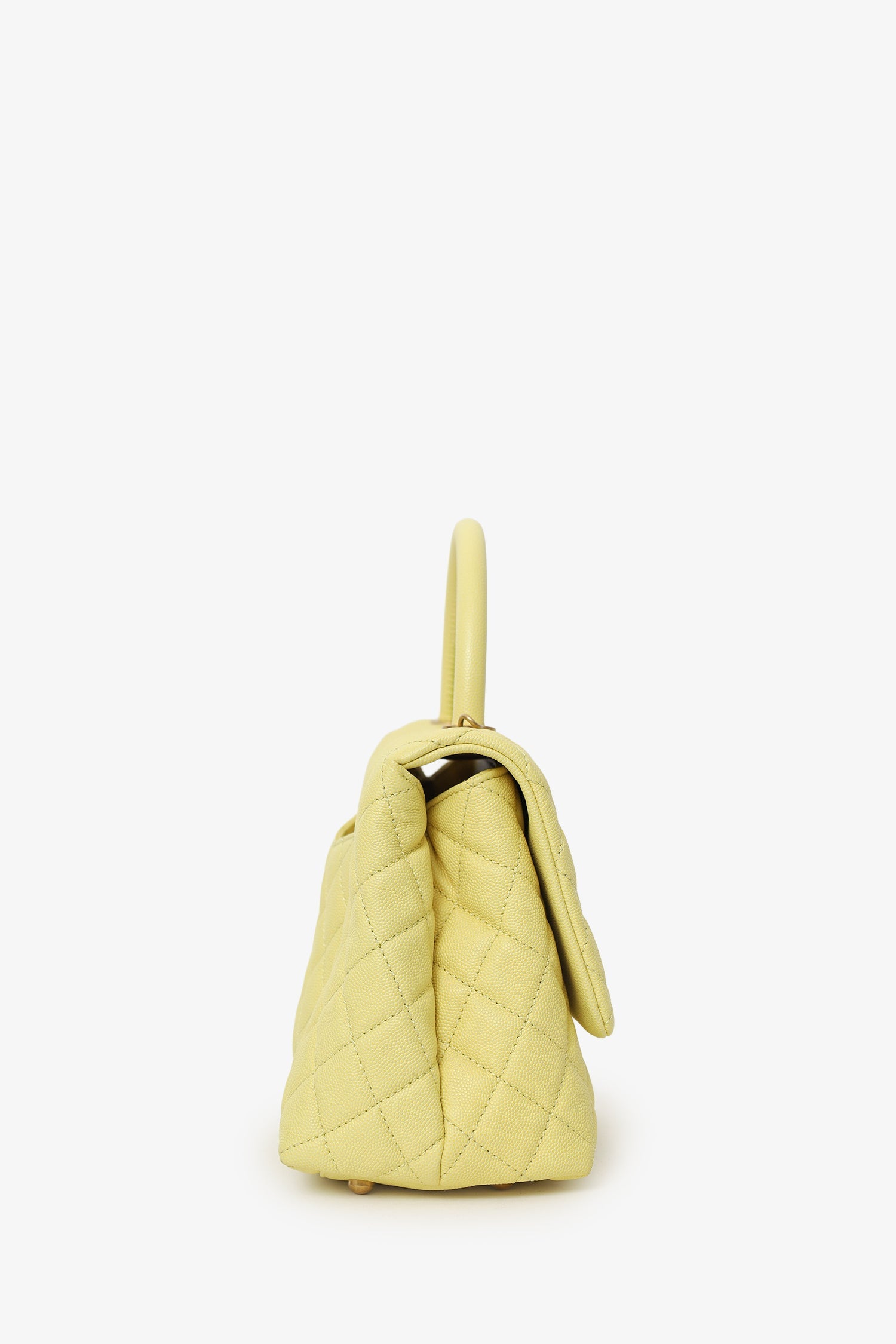 Pre-Loved Chanel™ 2017-18 Yellow Caviar Leather Medium 'Coco' Top Handle With Strap