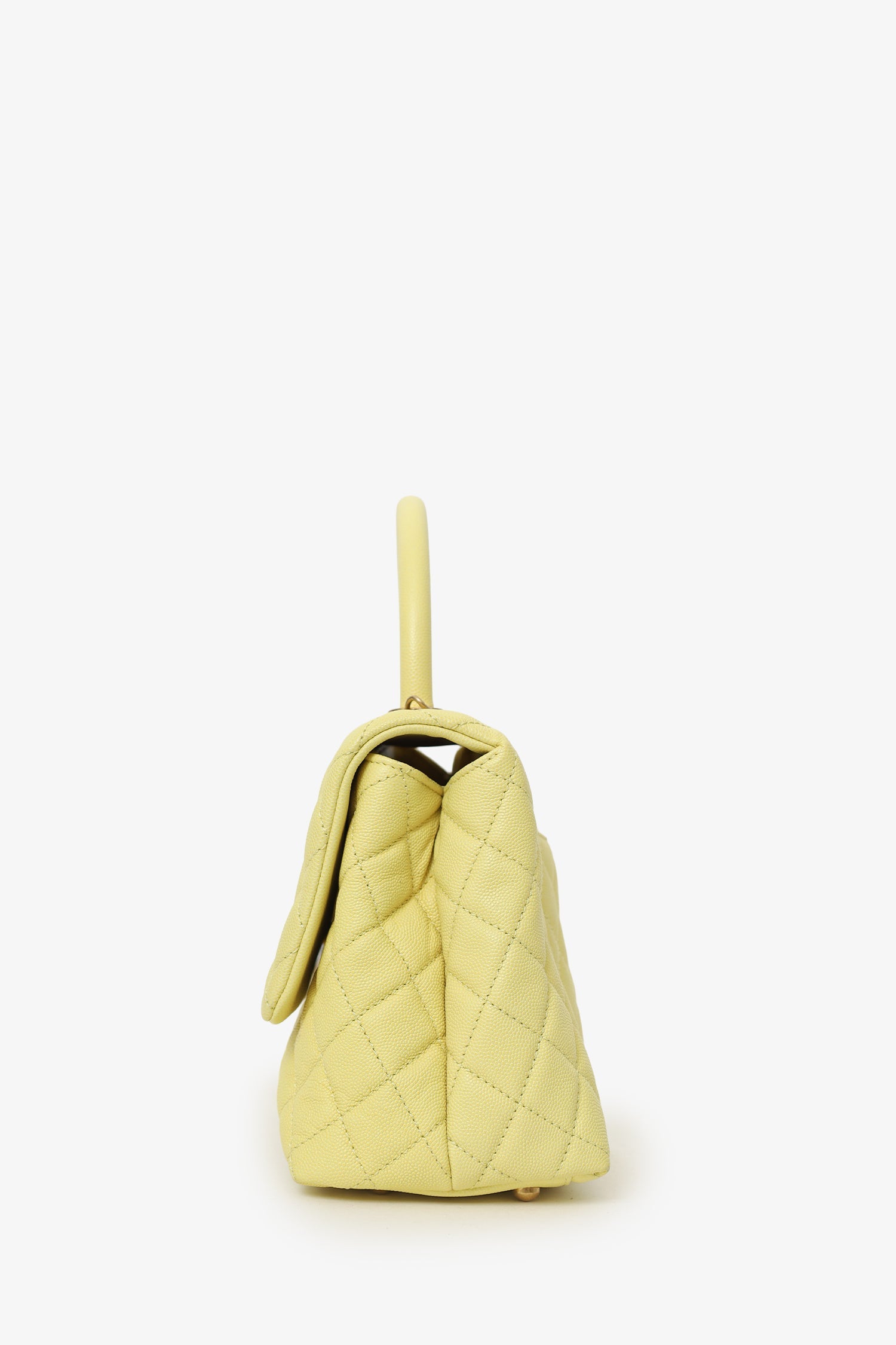 Pre-Loved Chanel™ 2017-18 Yellow Caviar Leather Medium 'Coco' Top Handle With Strap