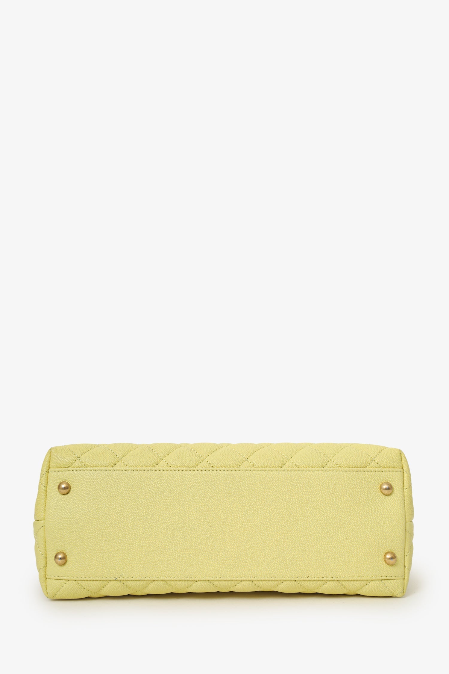 Pre-Loved Chanel™ 2017-18 Yellow Caviar Leather Medium 'Coco' Top Handle With Strap