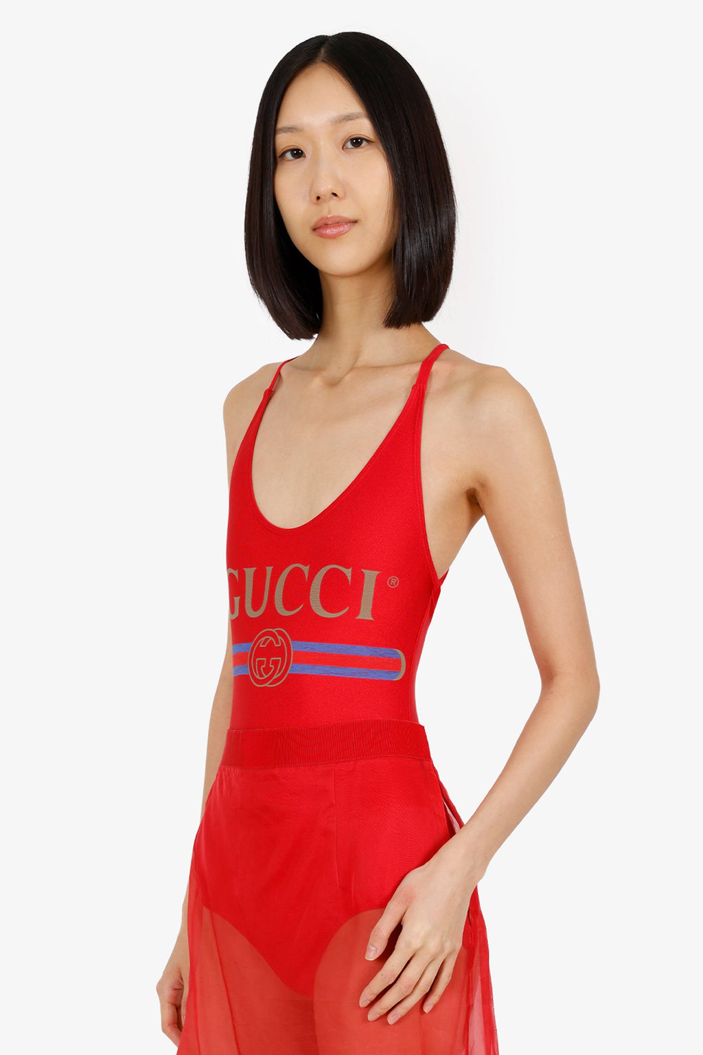 Gucci Red Logo Swimsuit Size XXS