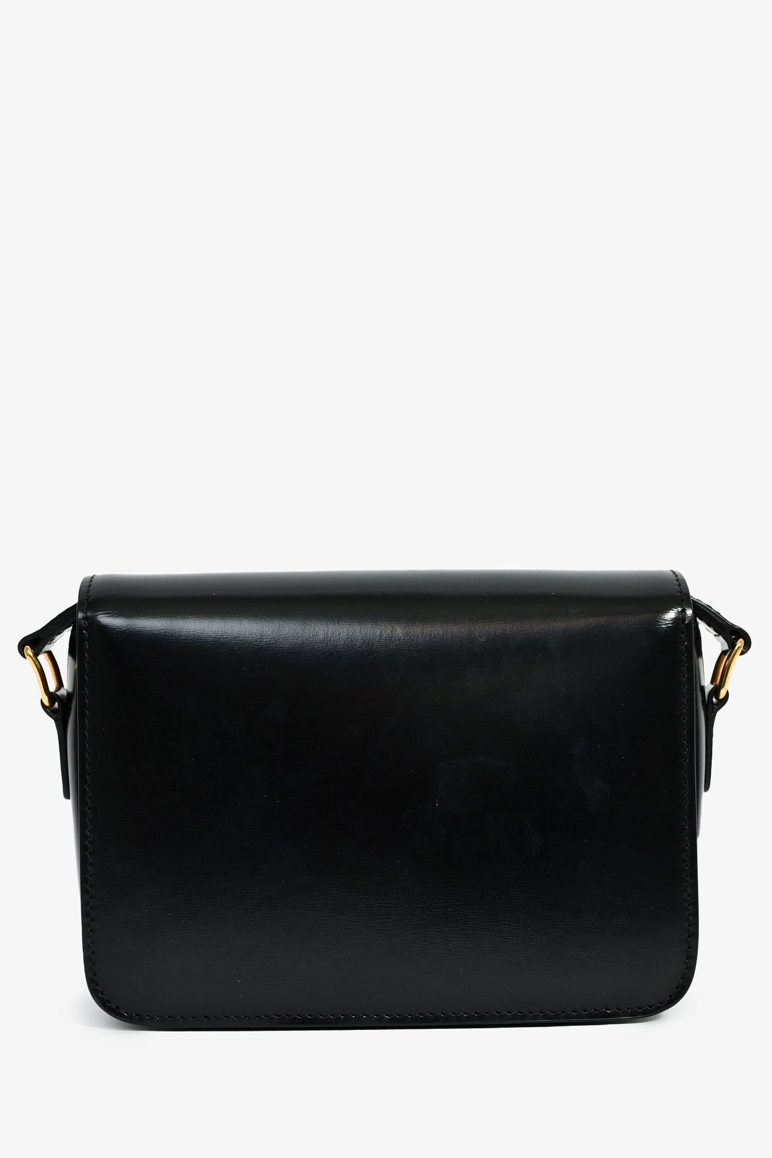 Celine 2022 Black Leather Teen Triomphe Crossbody Bag