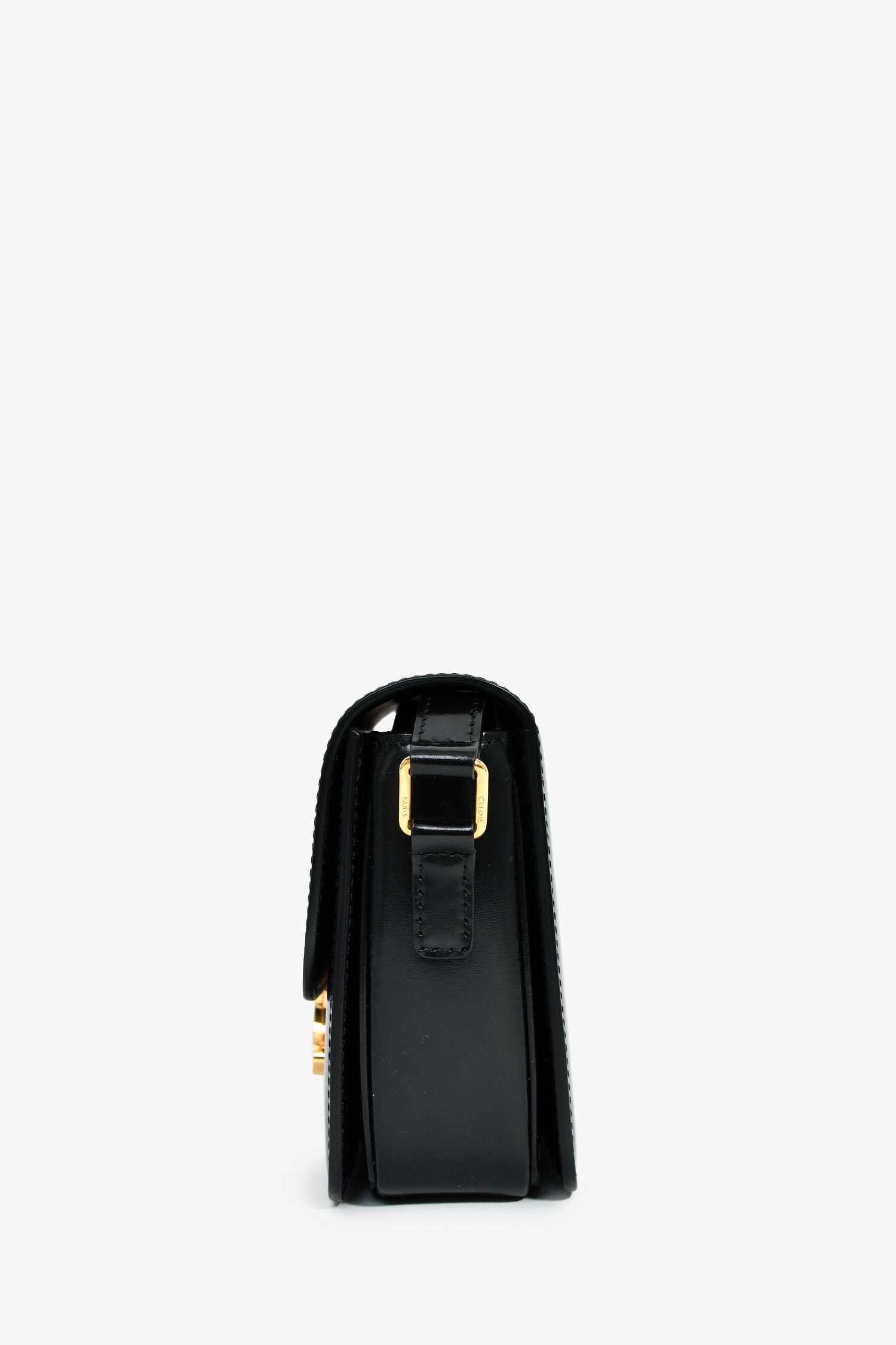 Celine 2022 Black Leather Teen Triomphe Crossbody Bag
