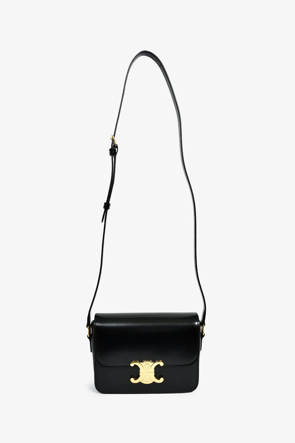 Celine 2022 Black Leather Teen Triomphe Crossbody Bag