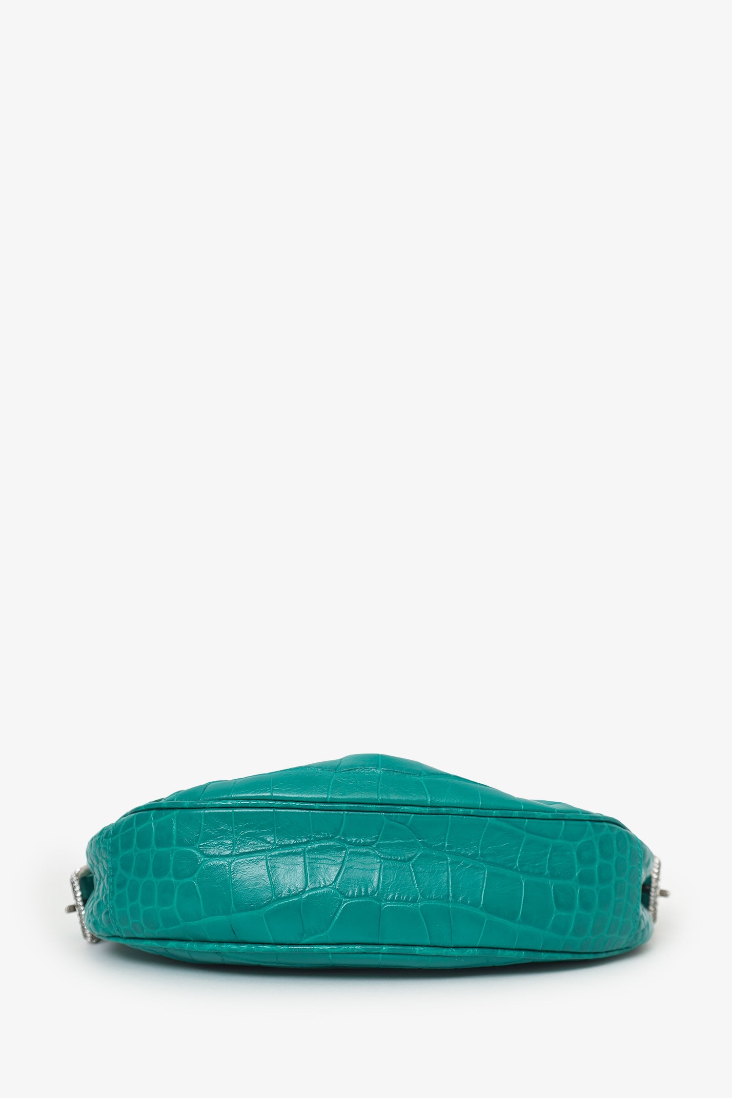 Balenciaga Green Leather Croc Embossed/Crystal 'Le Cagole' Handbag