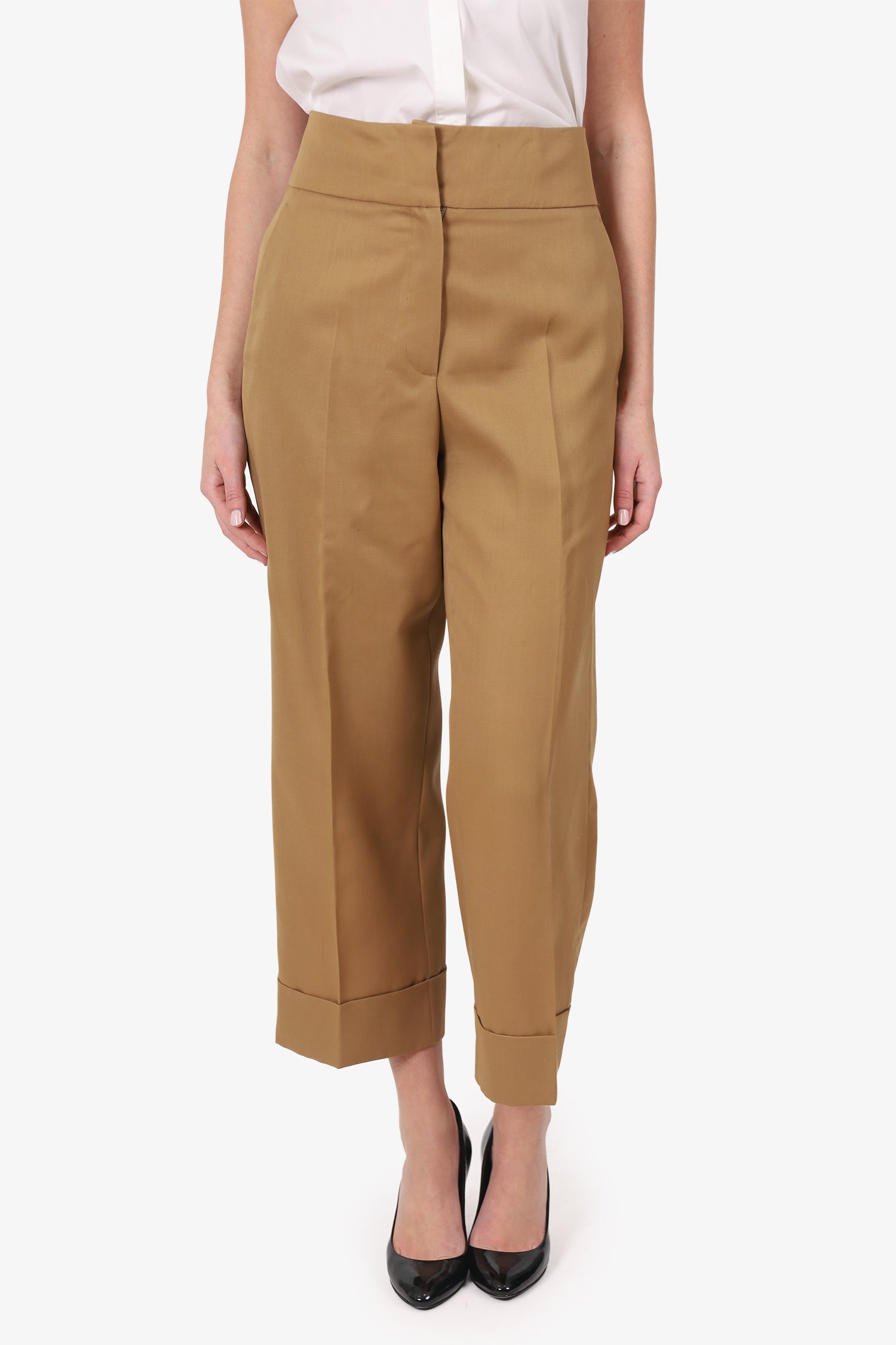Rochas Brown Wool High Waisted Pants Size 44