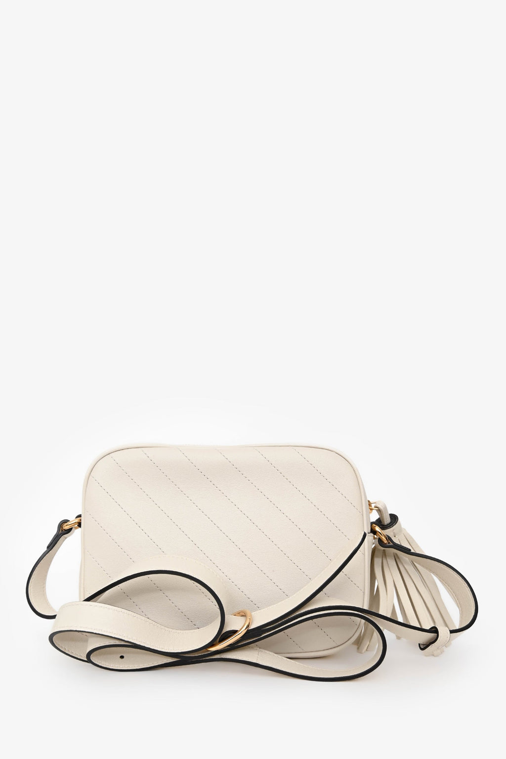Gucci White Leather Small Logo 'Blondie' Crossbody Camera Bag