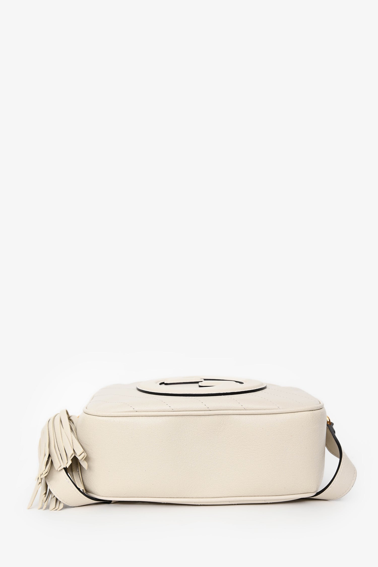 Gucci White Leather Small Logo 'Blondie' Crossbody Camera Bag