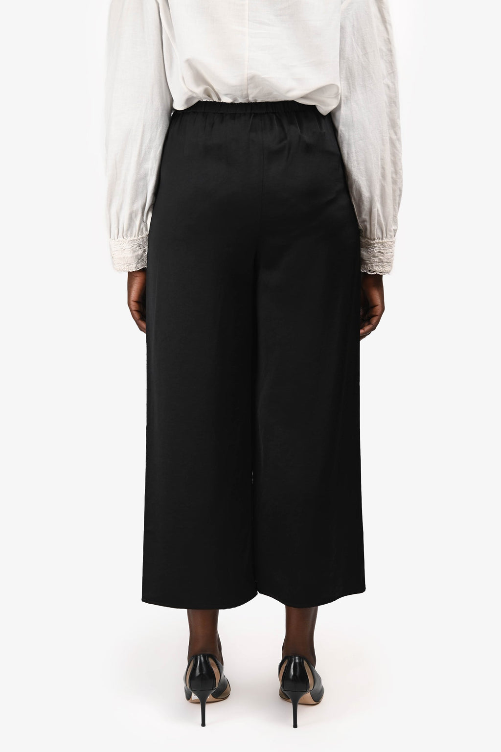 Jenni Kayne Black Elastic Waist Band Wide Leg Pants Size M