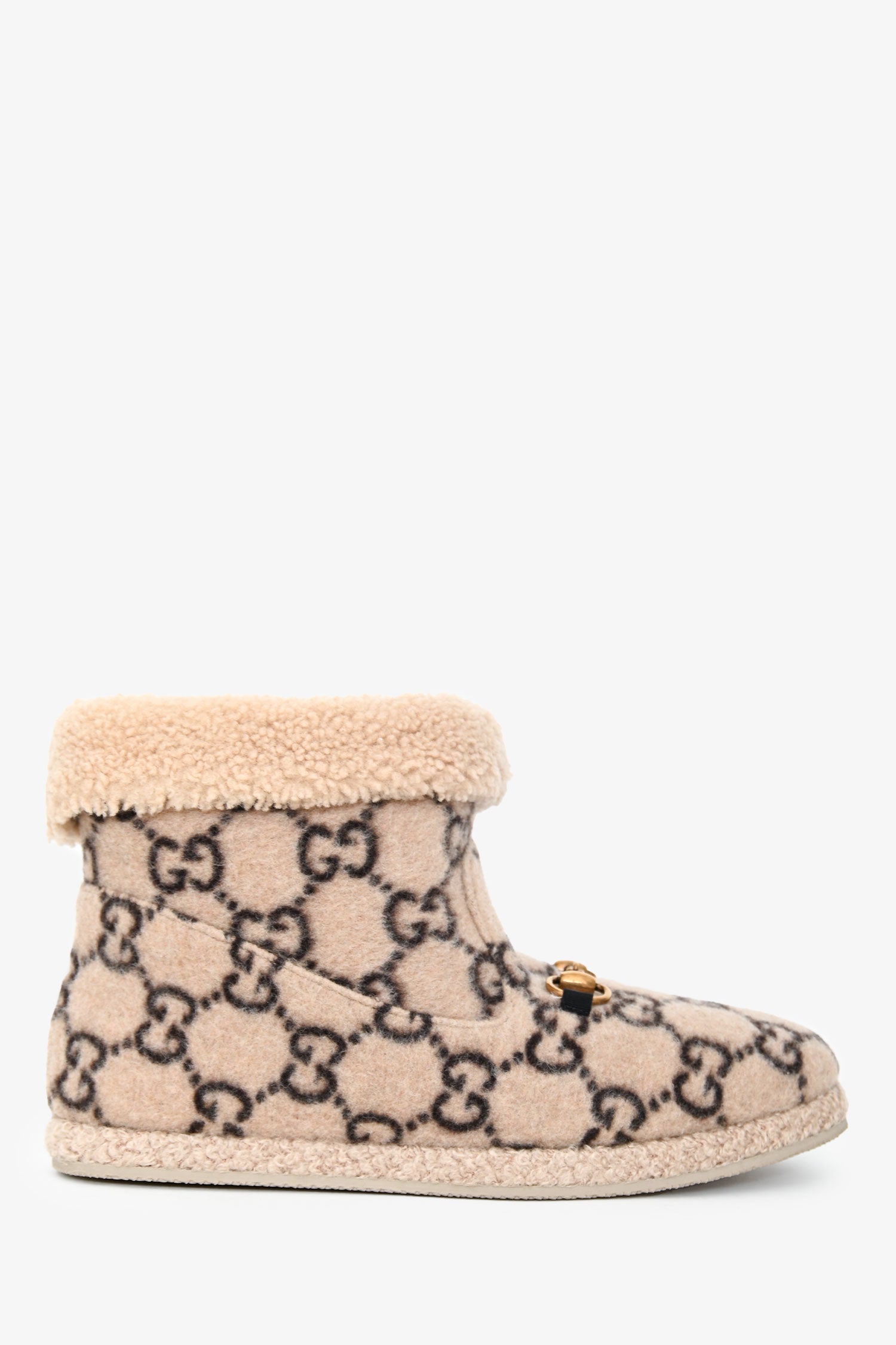 Gucci Beige Wool Monogram Horsebit Boots Size 41