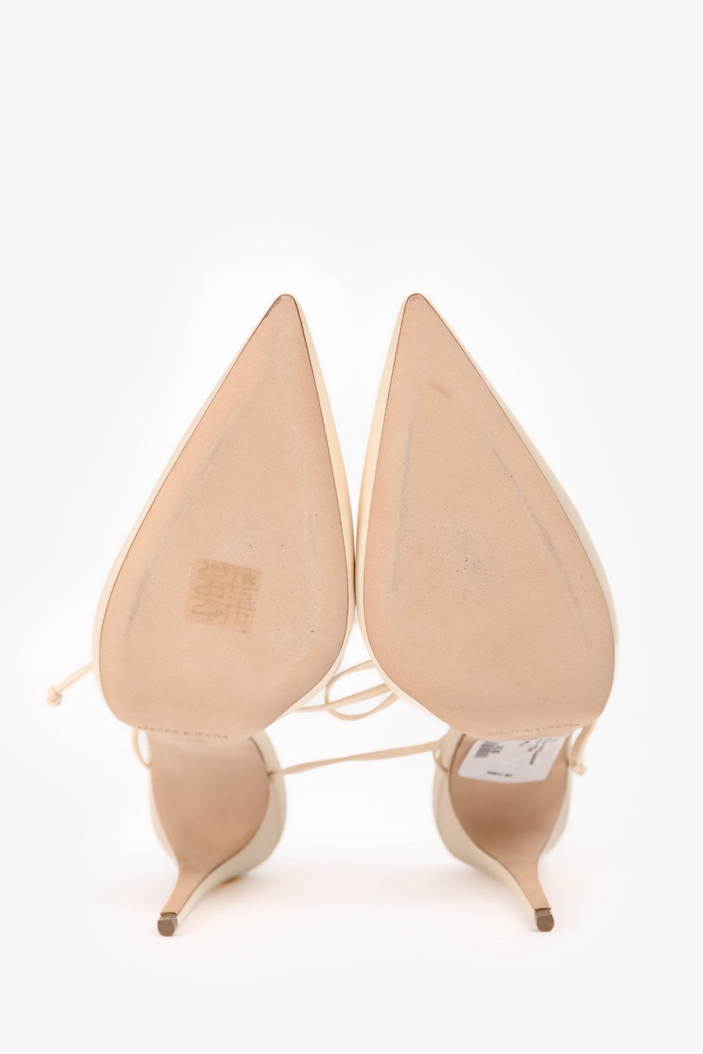 Magda Burtrym White Satin Embellished Tie Up Pointed Heels Size 40