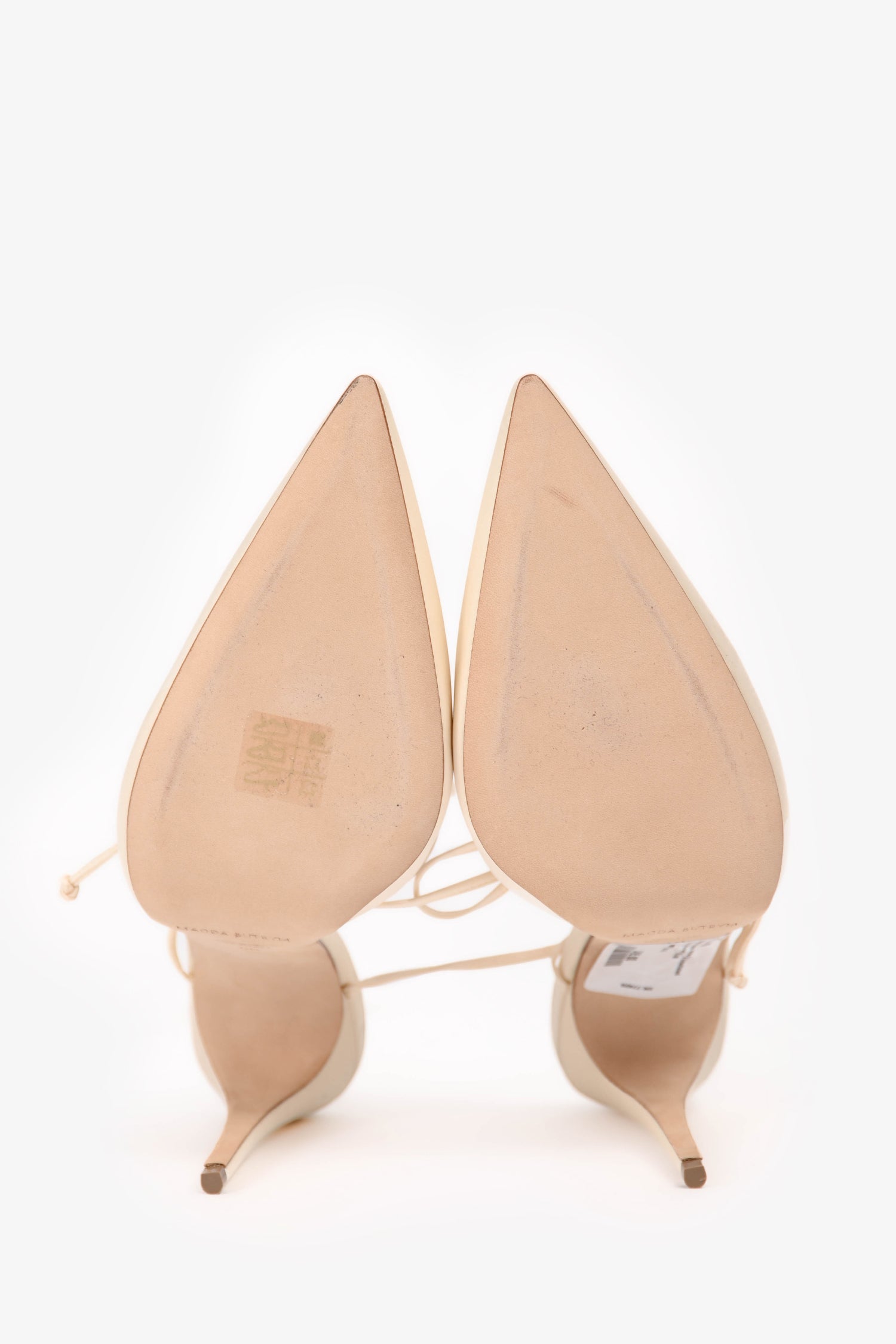 Magda Burtrym White Satin Embellished Tie Up Pointed Heels Size 40
