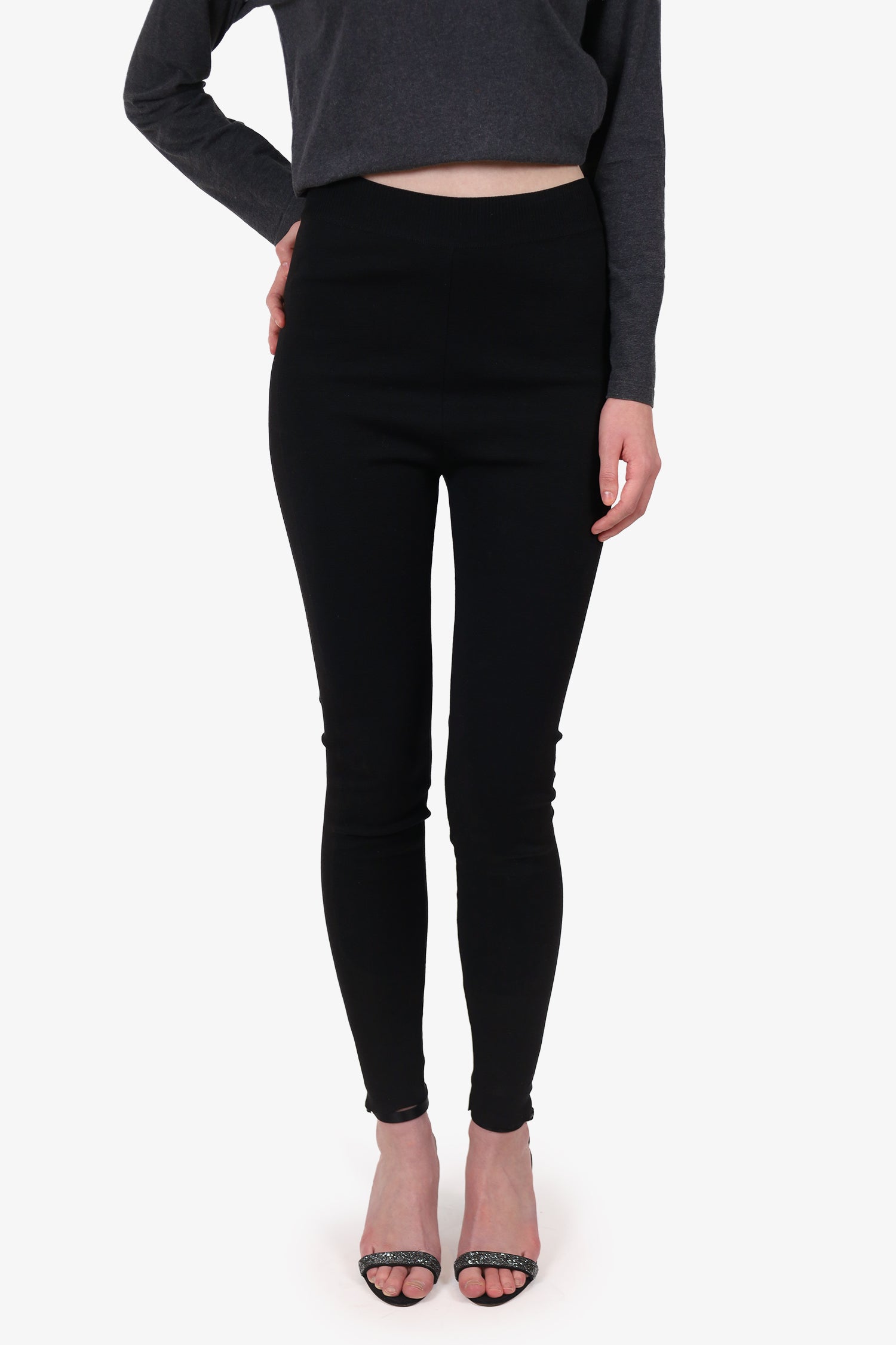 Stella McCartney Black Wool Knit Leggings Size 38