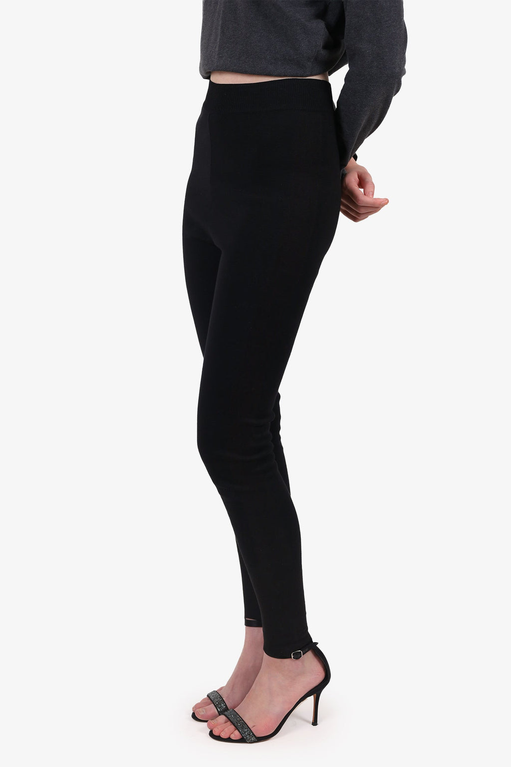 Stella McCartney Black Wool Knit Leggings Size 38