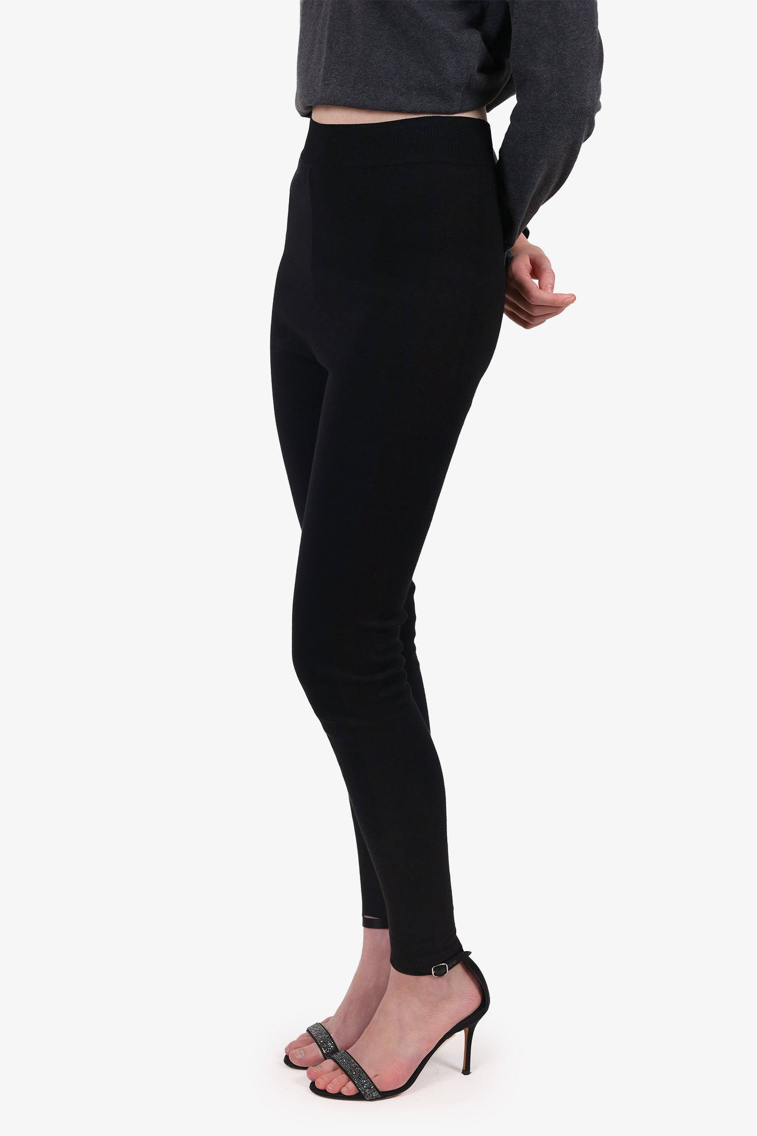 Stella McCartney Black Wool Knit Leggings Size 38