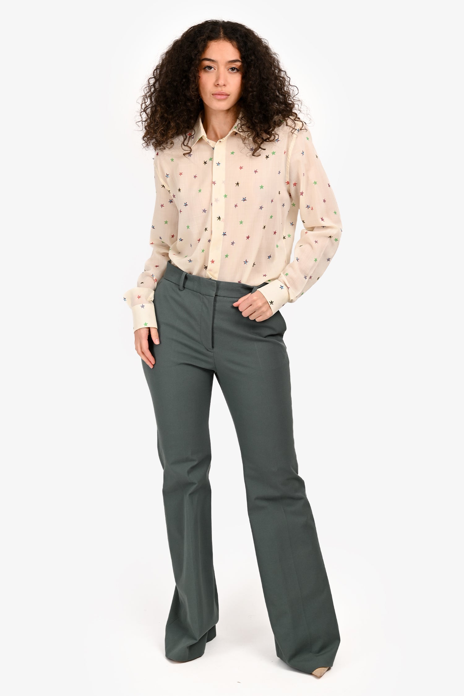 Joseph Green Cotton Fitted Flare Pants Size 38