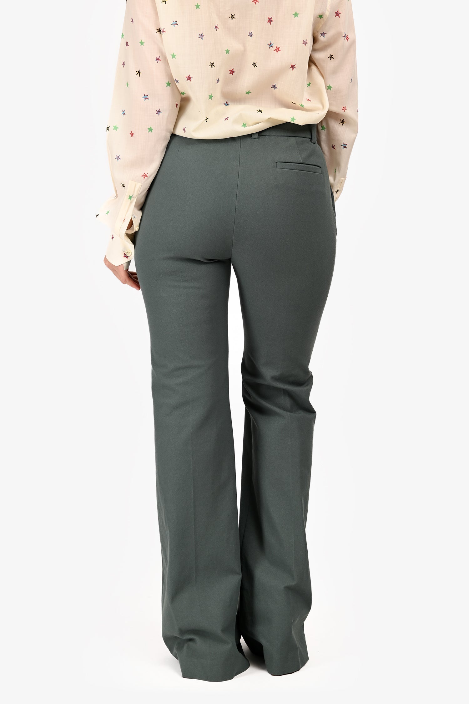 Joseph Green Cotton Fitted Flare Pants Size 38