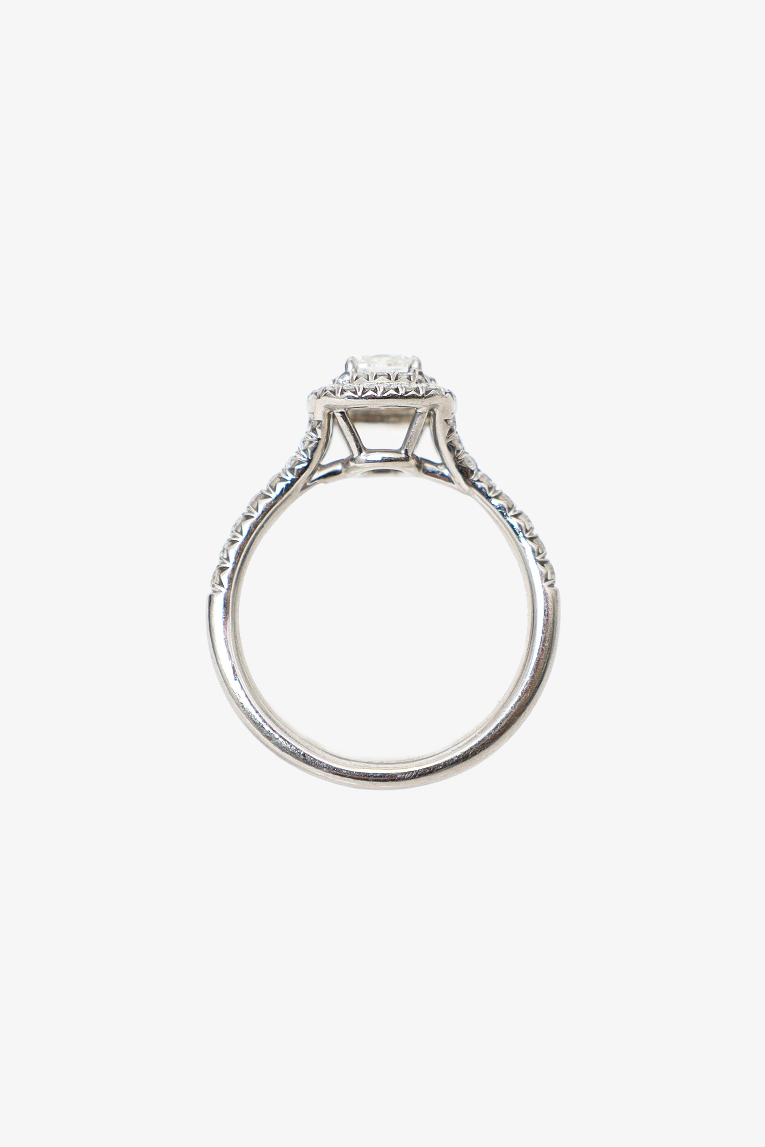 Tiffany & Co .55 Diamond/Platinum Soleste Cushion-Cut Double Halo Engagement Ring
