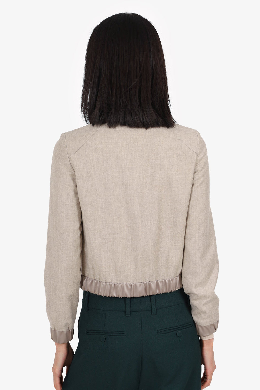 Judith & Charles Taupe/Beige Quilted Satin Bomber Jacket Size 2