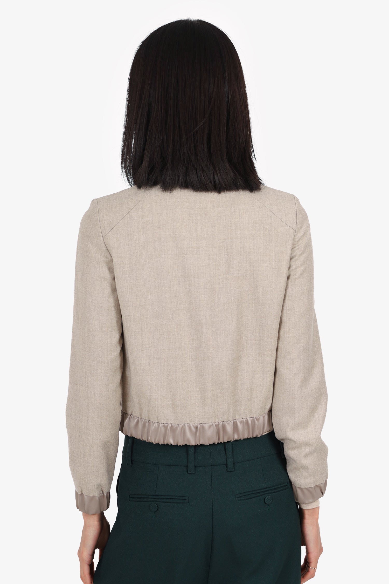 Judith & Charles Taupe/Beige Quilted Satin Bomber Jacket Size 2