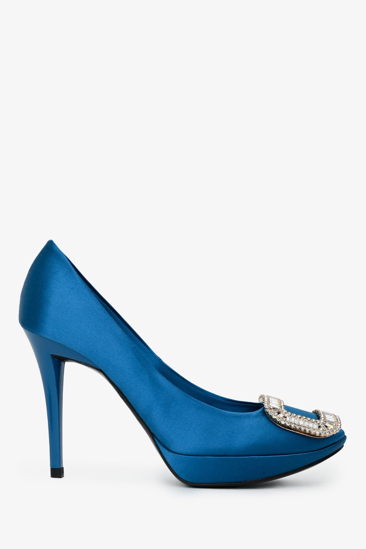 Roger Vivier Blue Satin Crystal Embellished Heels Size 36.5