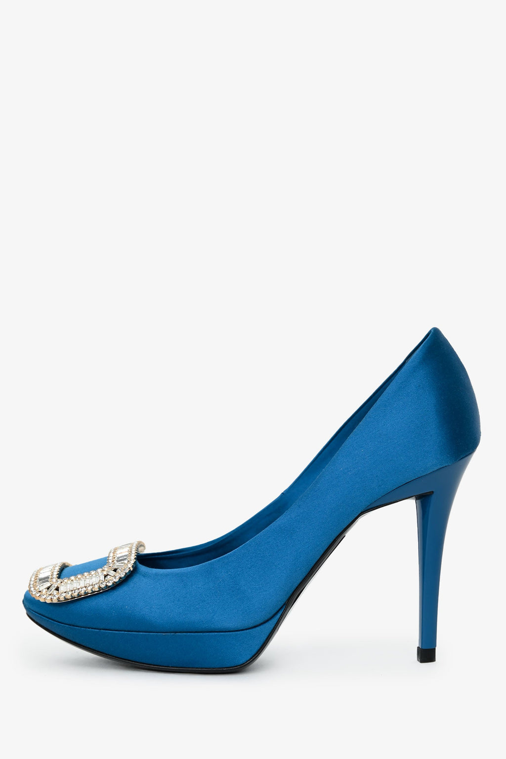 Roger Vivier Blue Satin Crystal Embellished Heels Size 36.5