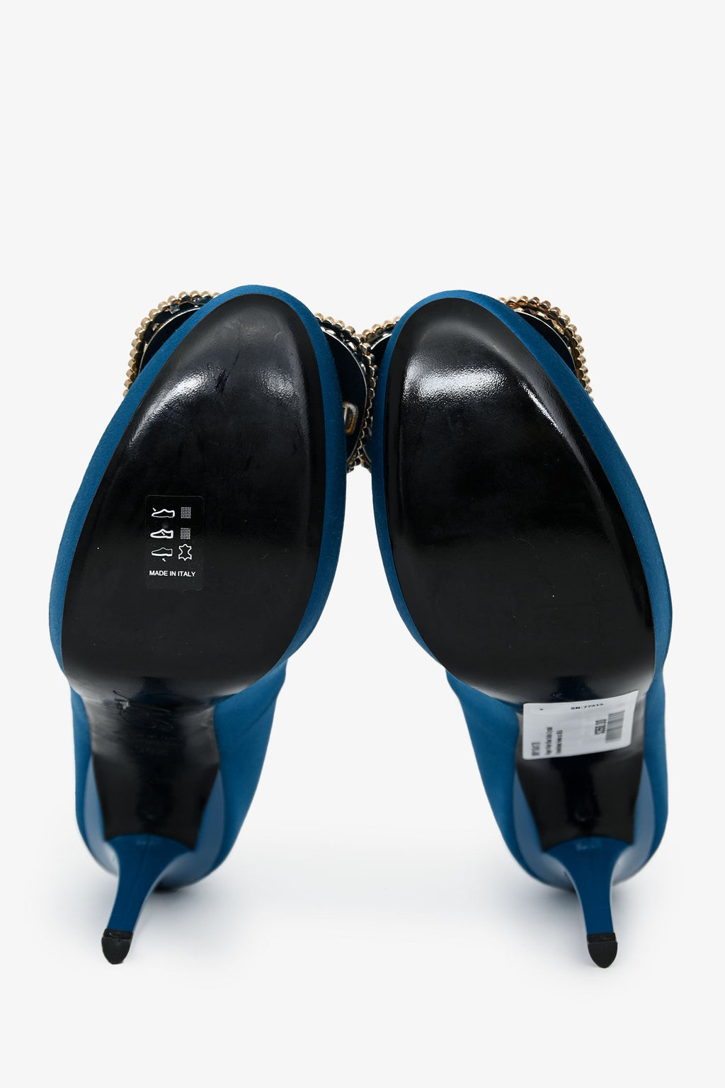 Roger Vivier Blue Satin Crystal Embellished Heels Size 36.5