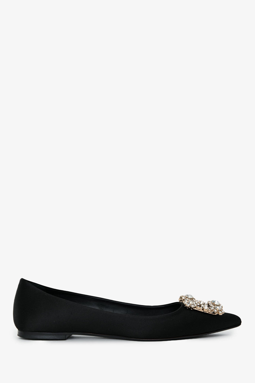 Roger Vivier Black Satin Crystal Embellished Flats Size 36