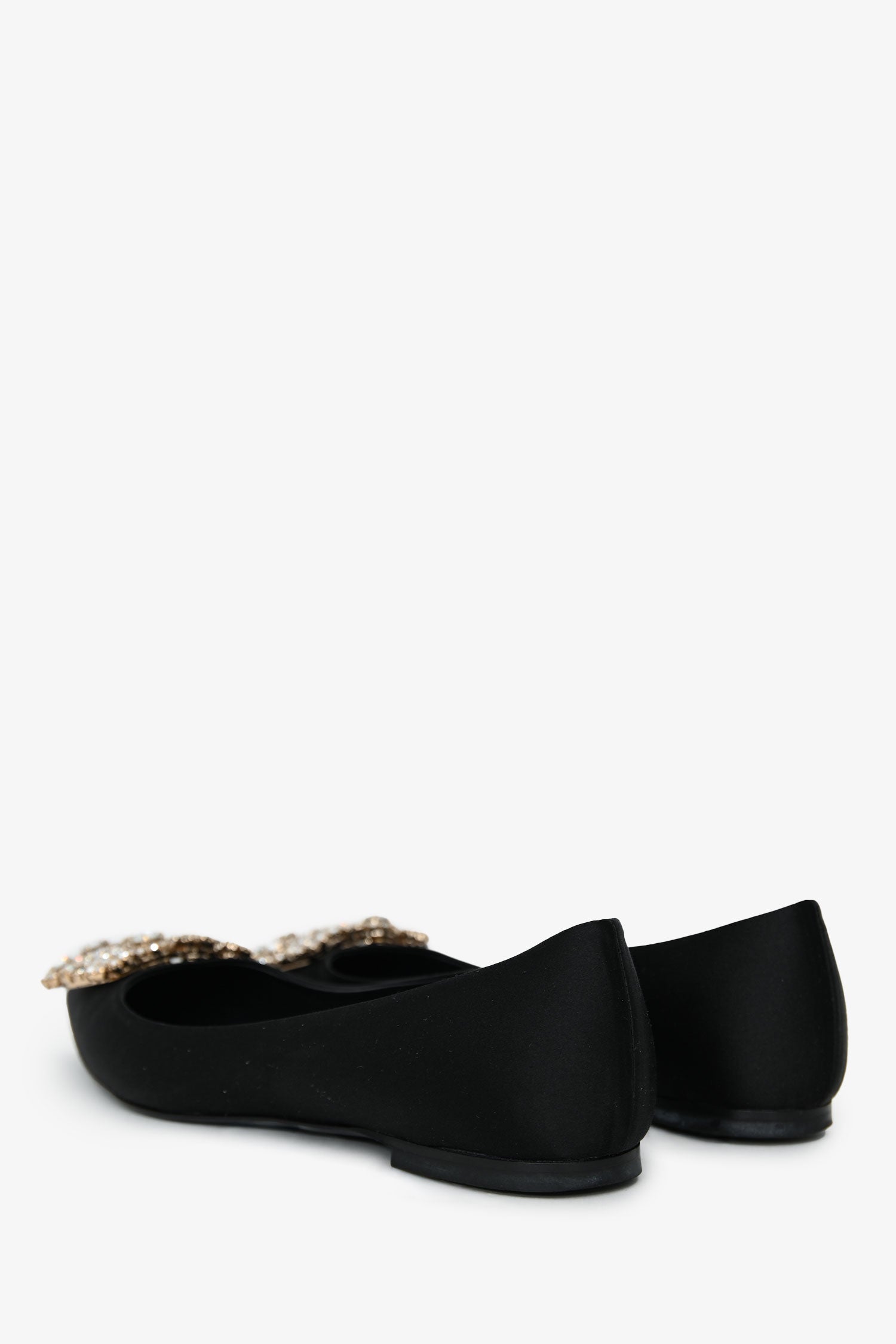 Roger Vivier Black Satin Crystal Embellished Flats Size 36