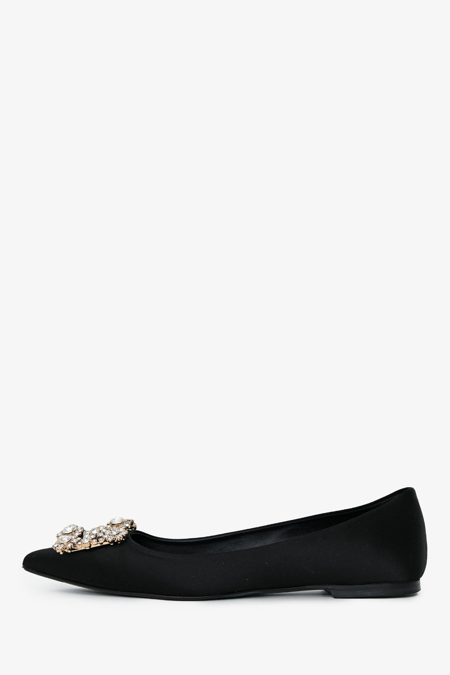 Roger Vivier Black Satin Crystal Embellished Flats Size 36